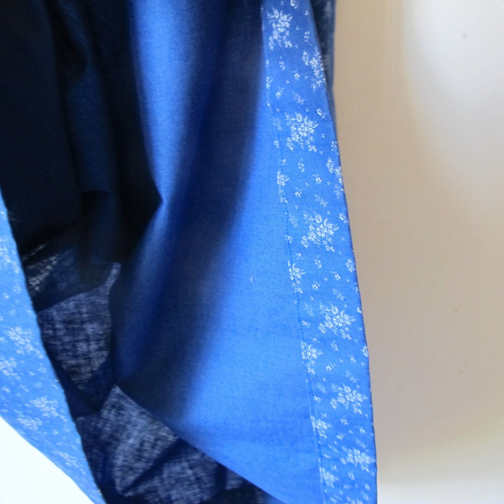 VIntage 70's French Ditsy Floral Blue cotton folk summer dress
