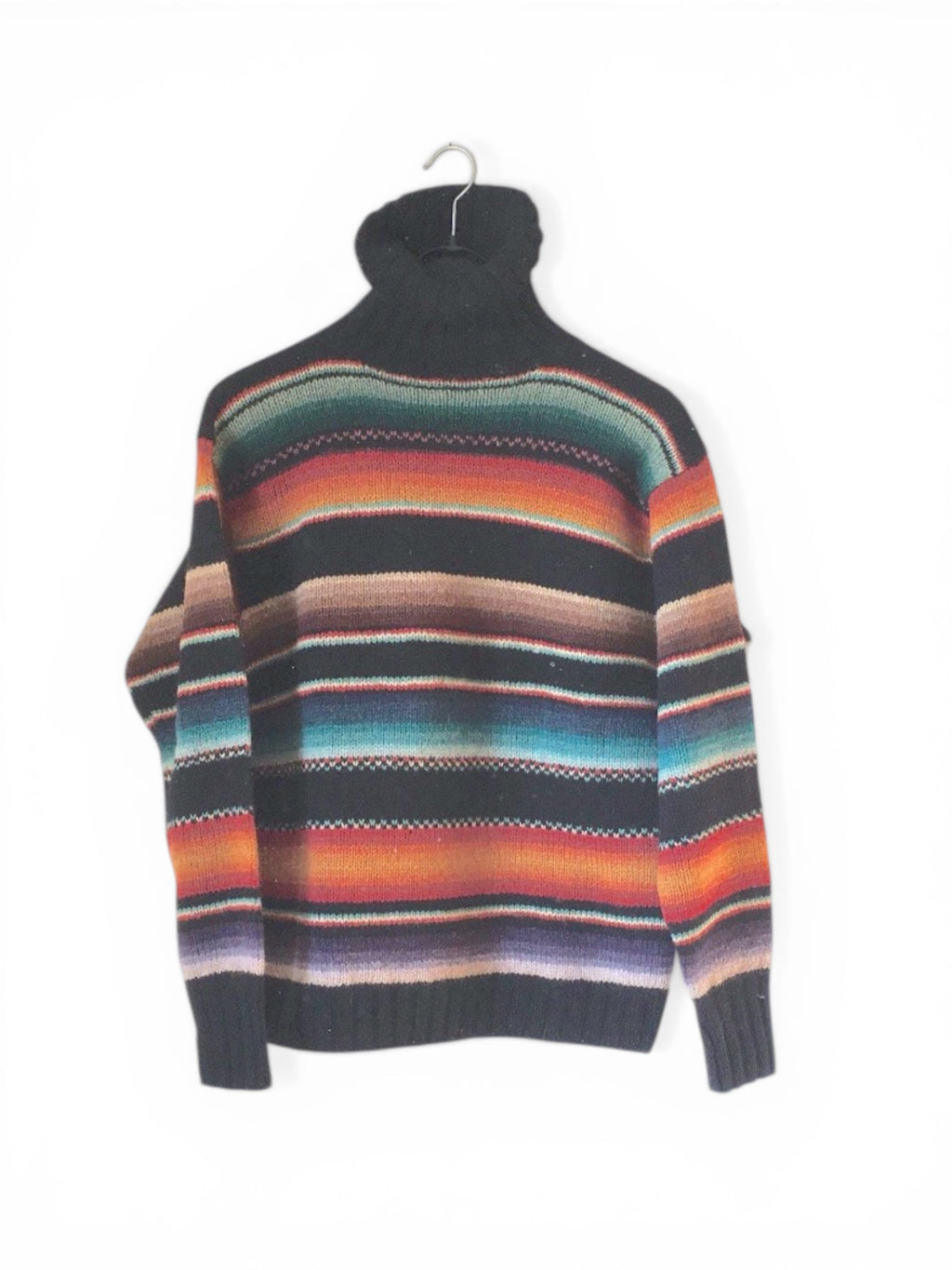 Rare Vintage 80's Ralph Lauren wool Handknit saltillo native American turtleneck sweater M