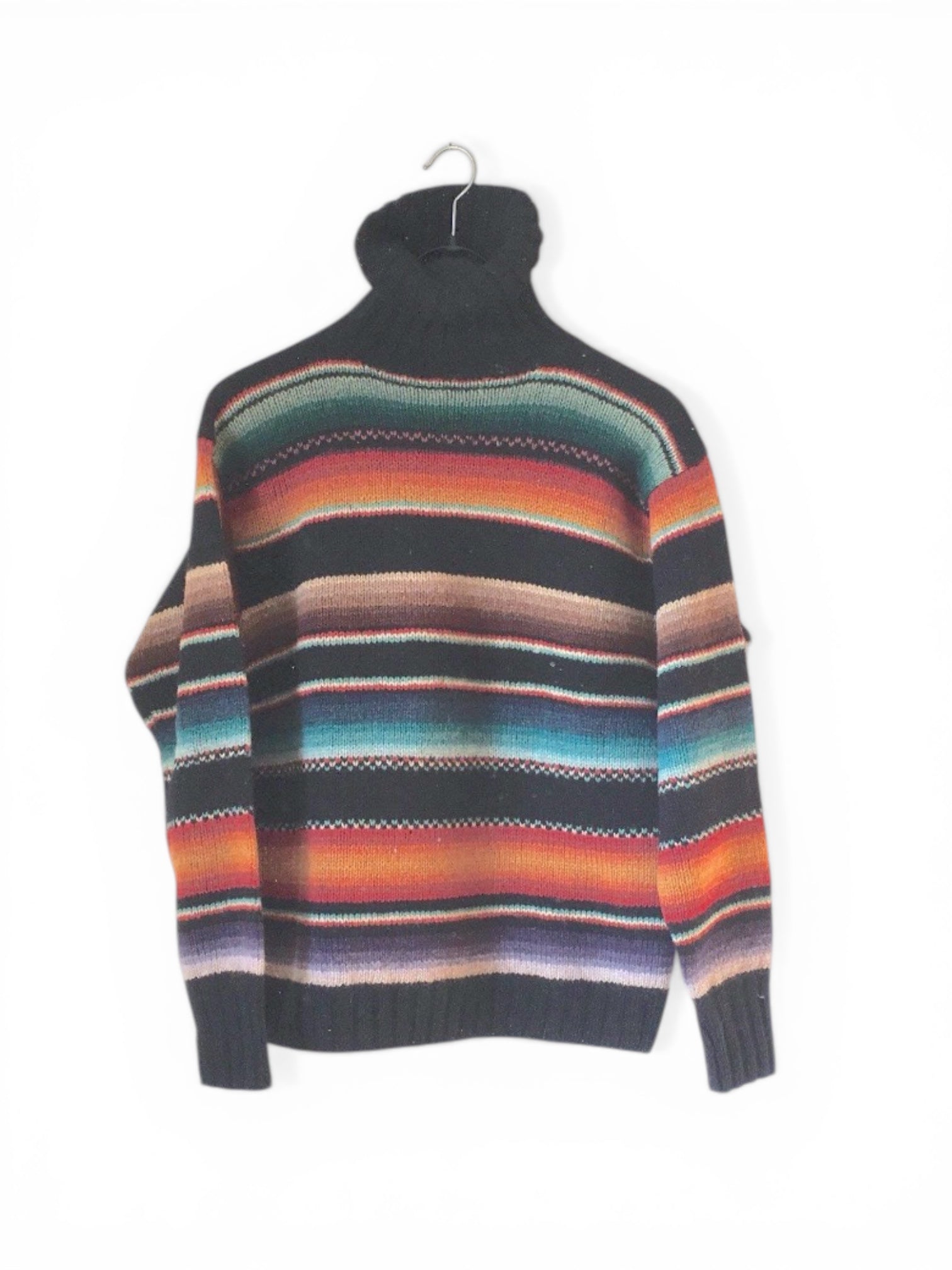 Rare Vintage 80's Ralph Lauren wool Handknit saltillo native American turtleneck sweater M