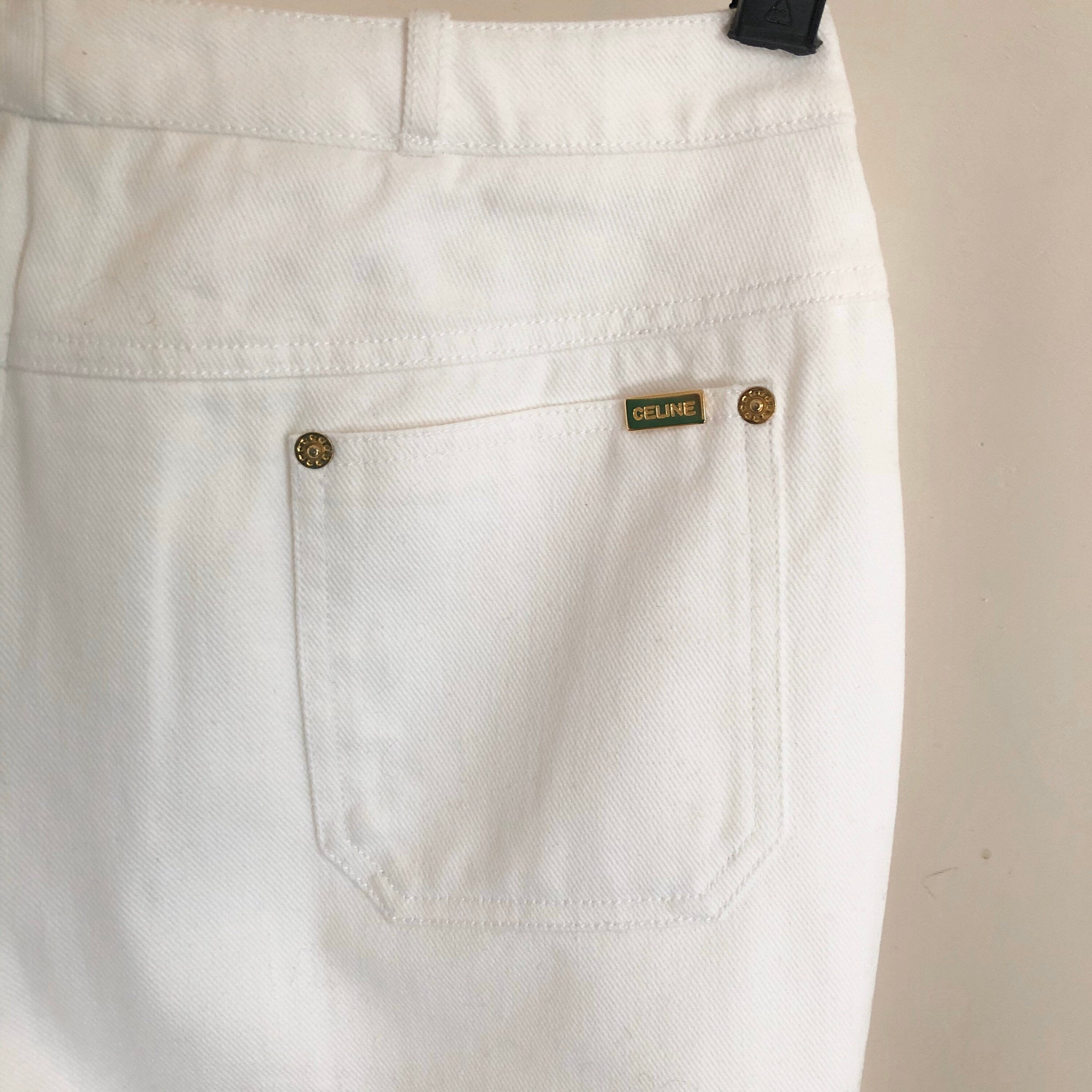 vintage 80's CELINE White Denim cool Jeans