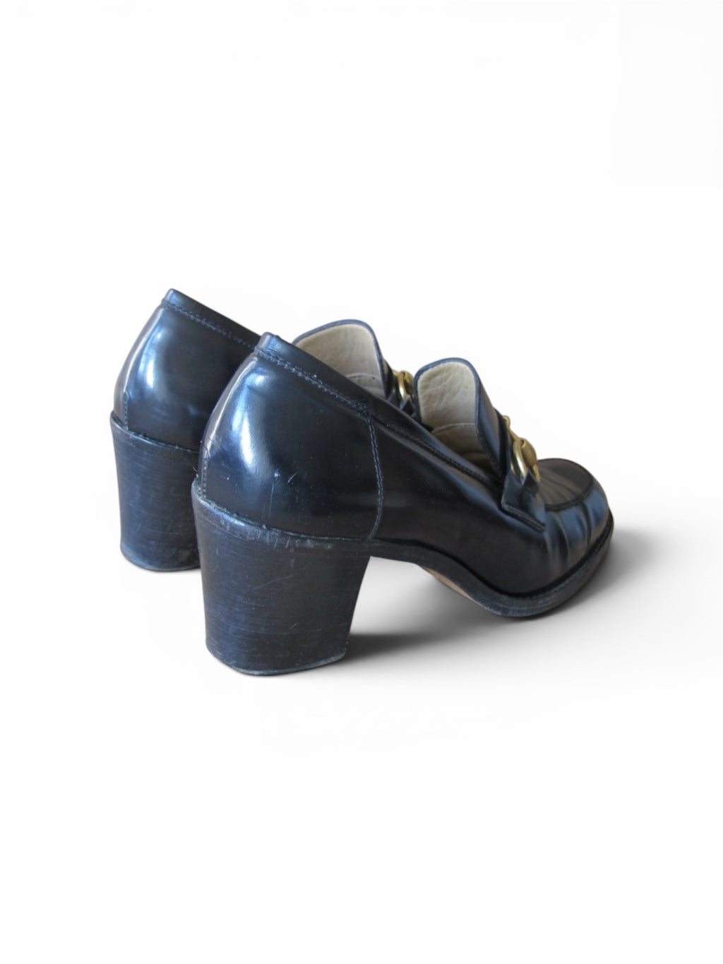 Vintage 90s Gucci horsebit black heels loafers 37