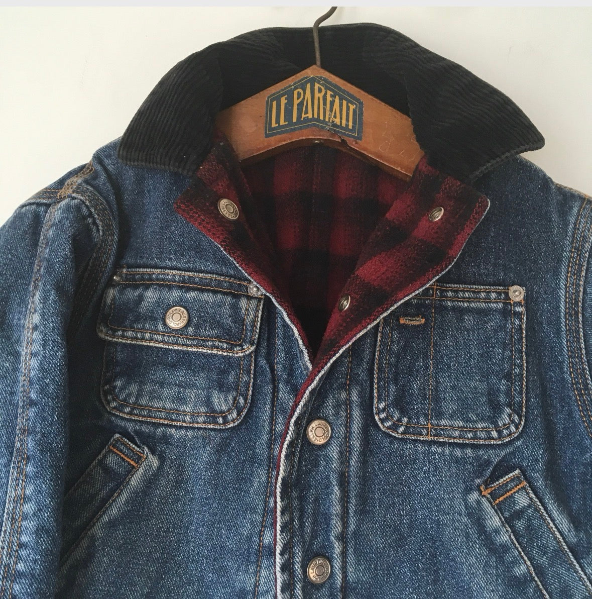 rare vintage 80's Polo Ralph Lauren reversible Denim Trucker Jacket made in usa Kids 4 Years
