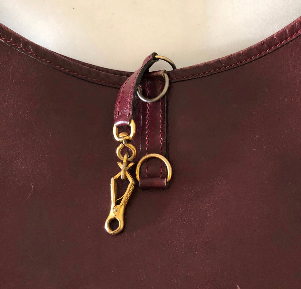 VIntage 70's Hermès Burgundy leather Trim bag
