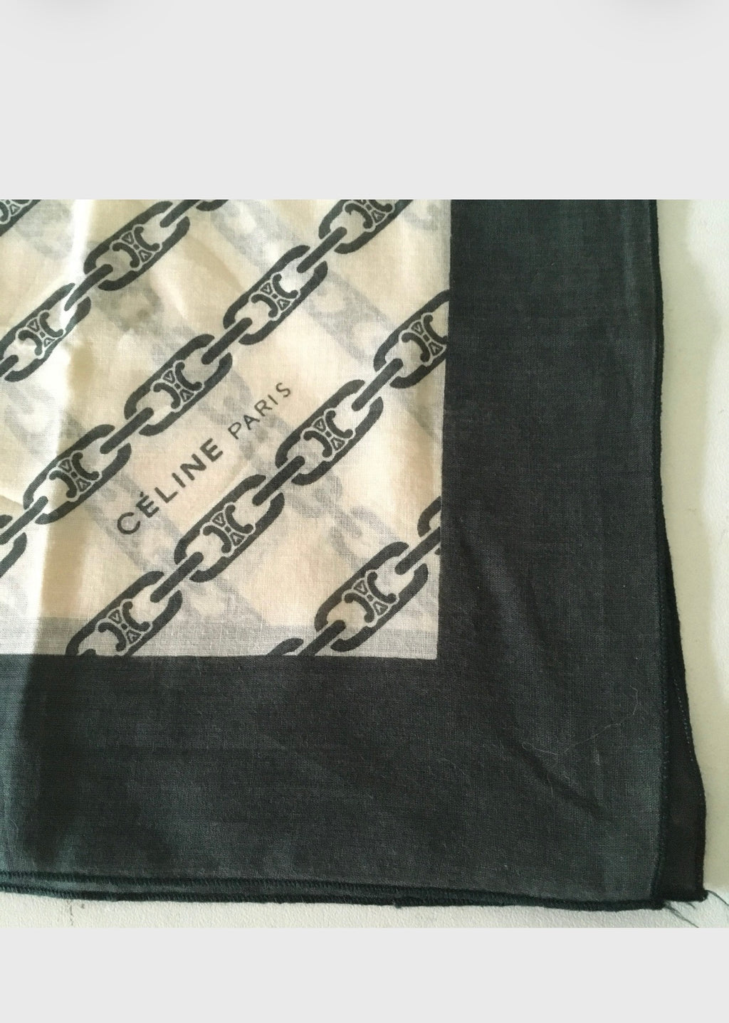 Vintage Celine triomphe pattern green cotton bandana