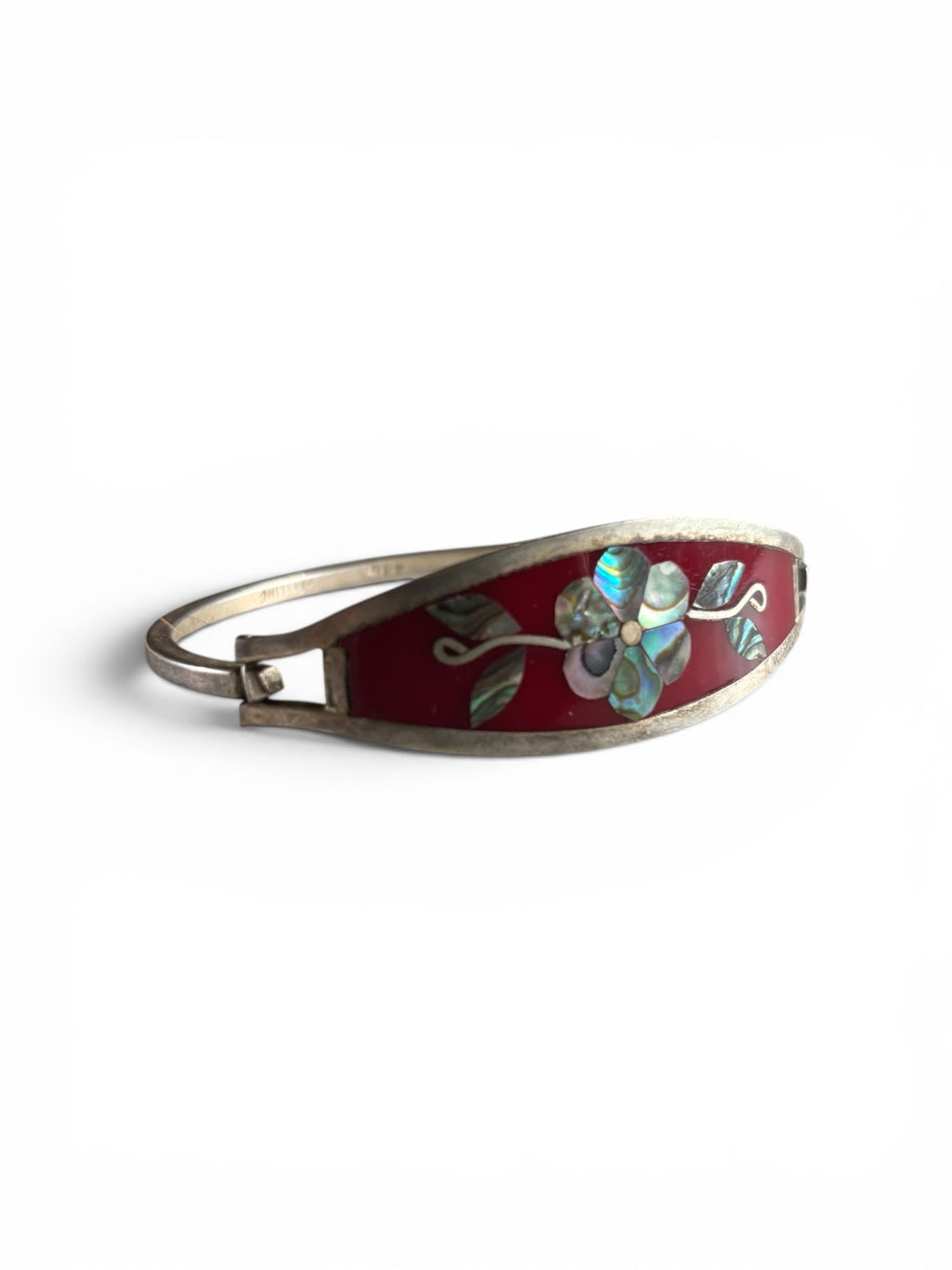 Vintage 70's 80's Bracelet argent 925 et Abalone Mexico