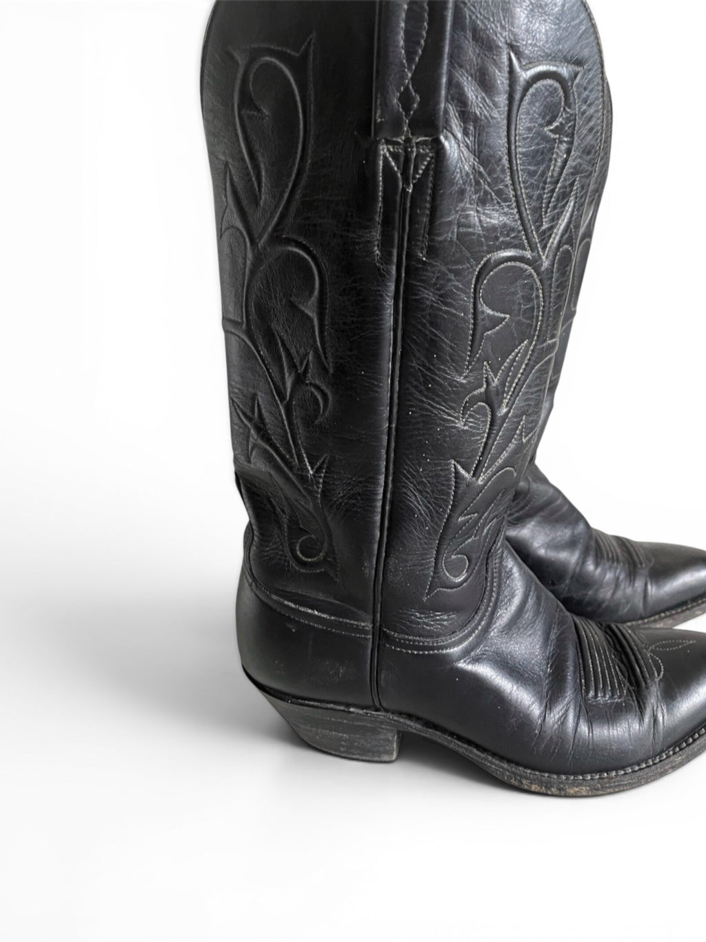 Vintage 80's Lucchese black leather women cowboy boots 6.5