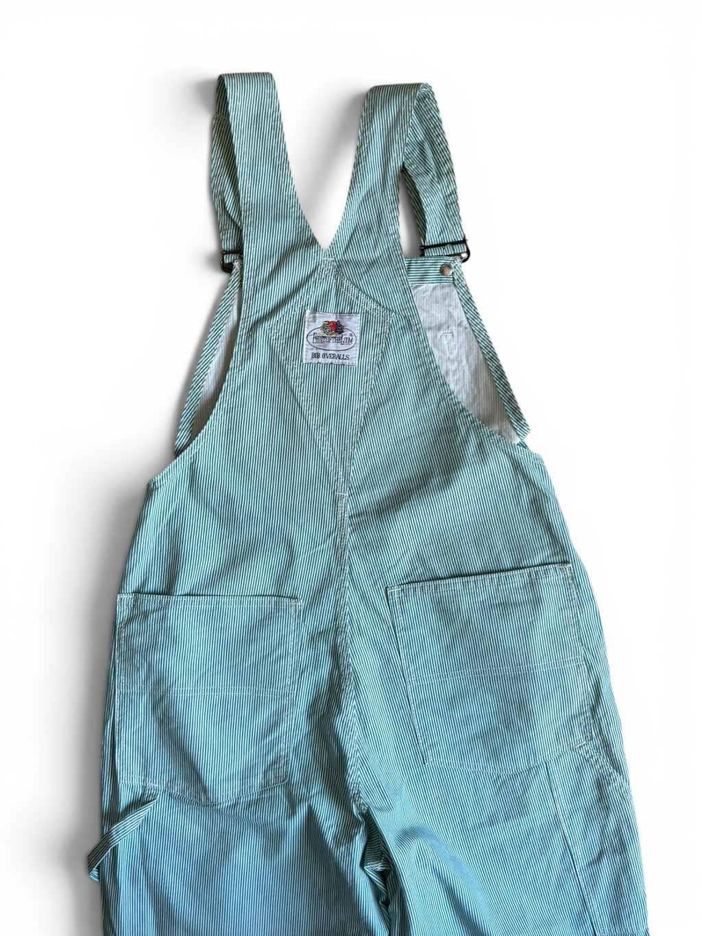 Vintage 80's Fruit Of The Loom usa striped green Bib overalls