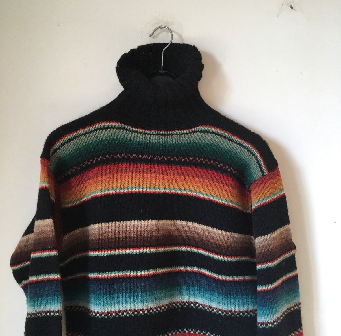 Rare Vintage 80's Ralph Lauren wool Handknit saltillo native American turtleneck sweater M