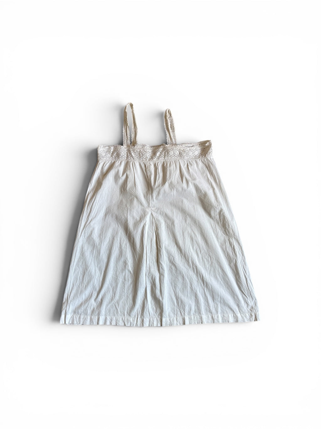 Vintage Old French broderie Anglaise white cotton mini dress