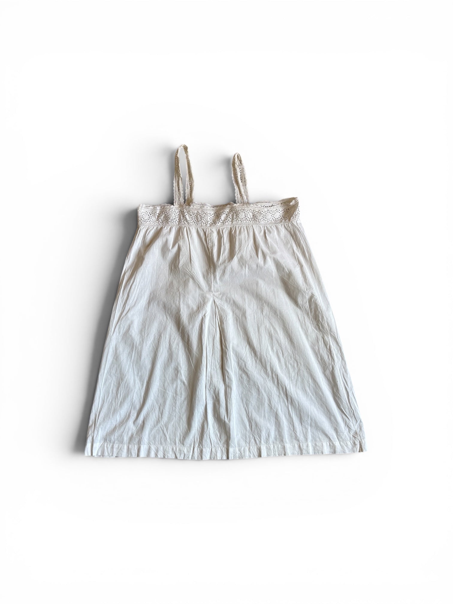 Vintage Old French broderie Anglaise white cotton mini dress
