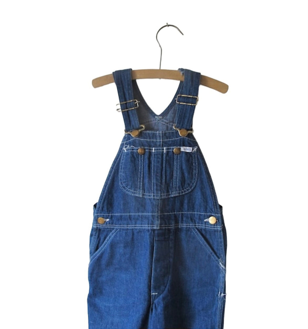 Vintage 70s LEE Kids bib Denim overalls made in usa 6/8 years