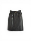 Vintage Celine dark blue lambskin leather high waisted skirt with gold chain brass 36/38