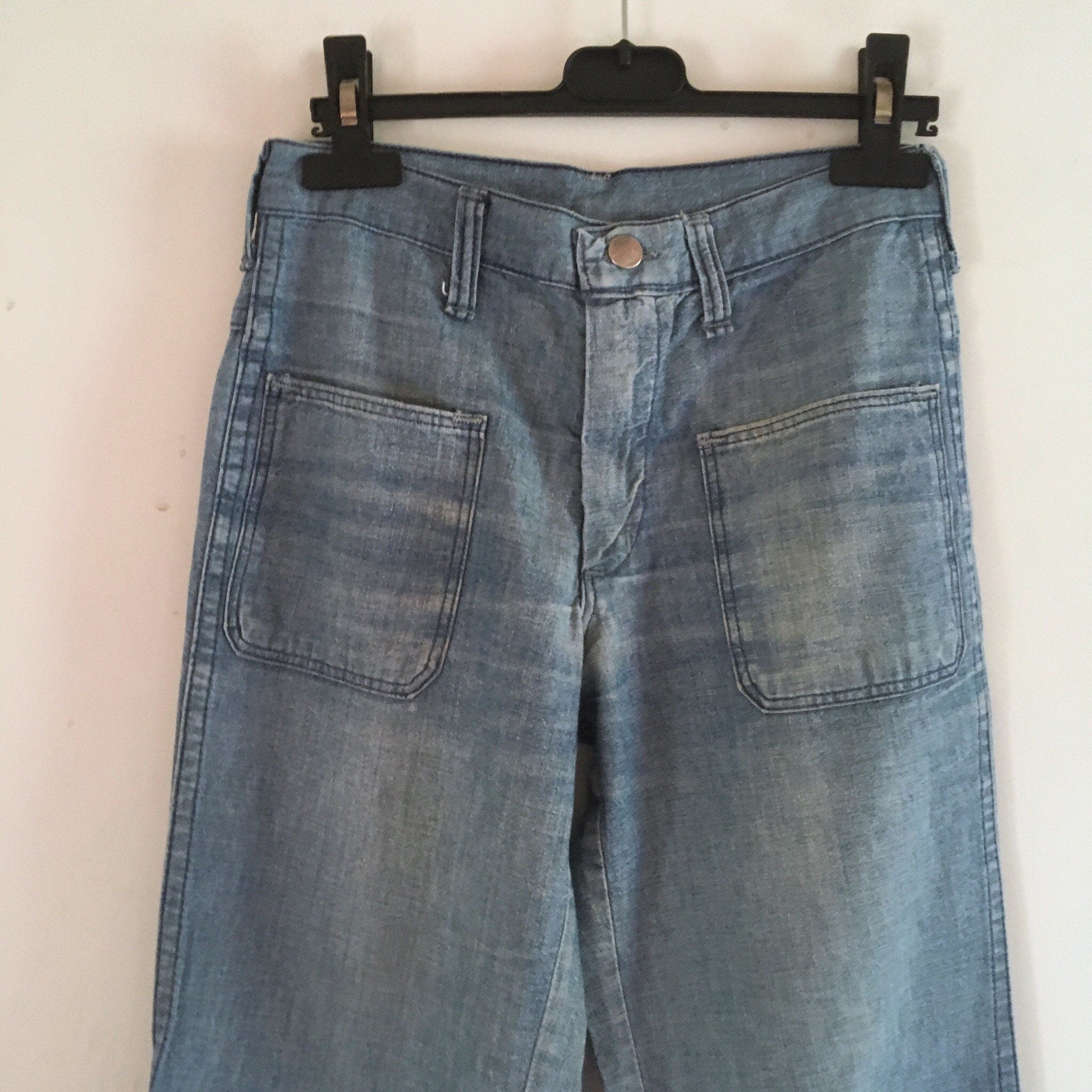 Vintage 1970s Wrangler Blue Bell Flare Jeans • High Waist, Wide Leg 28X32