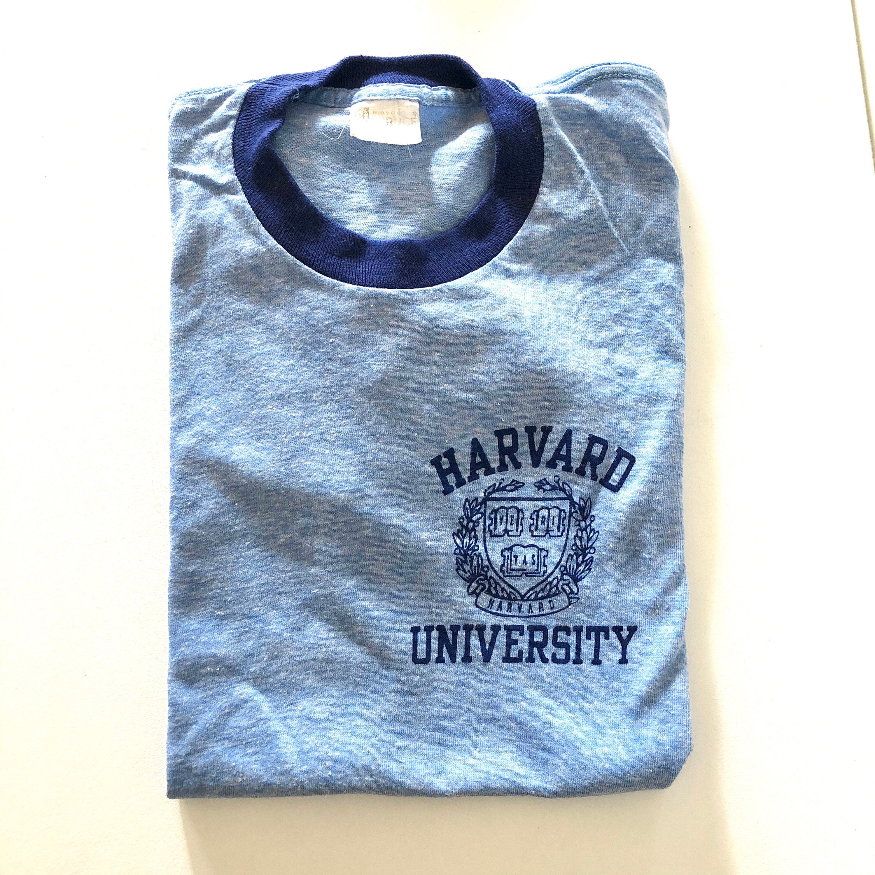 Harvard Vintage 70s Mayo Spruce very rare ringer t-shirt made in usa • XS / youth L