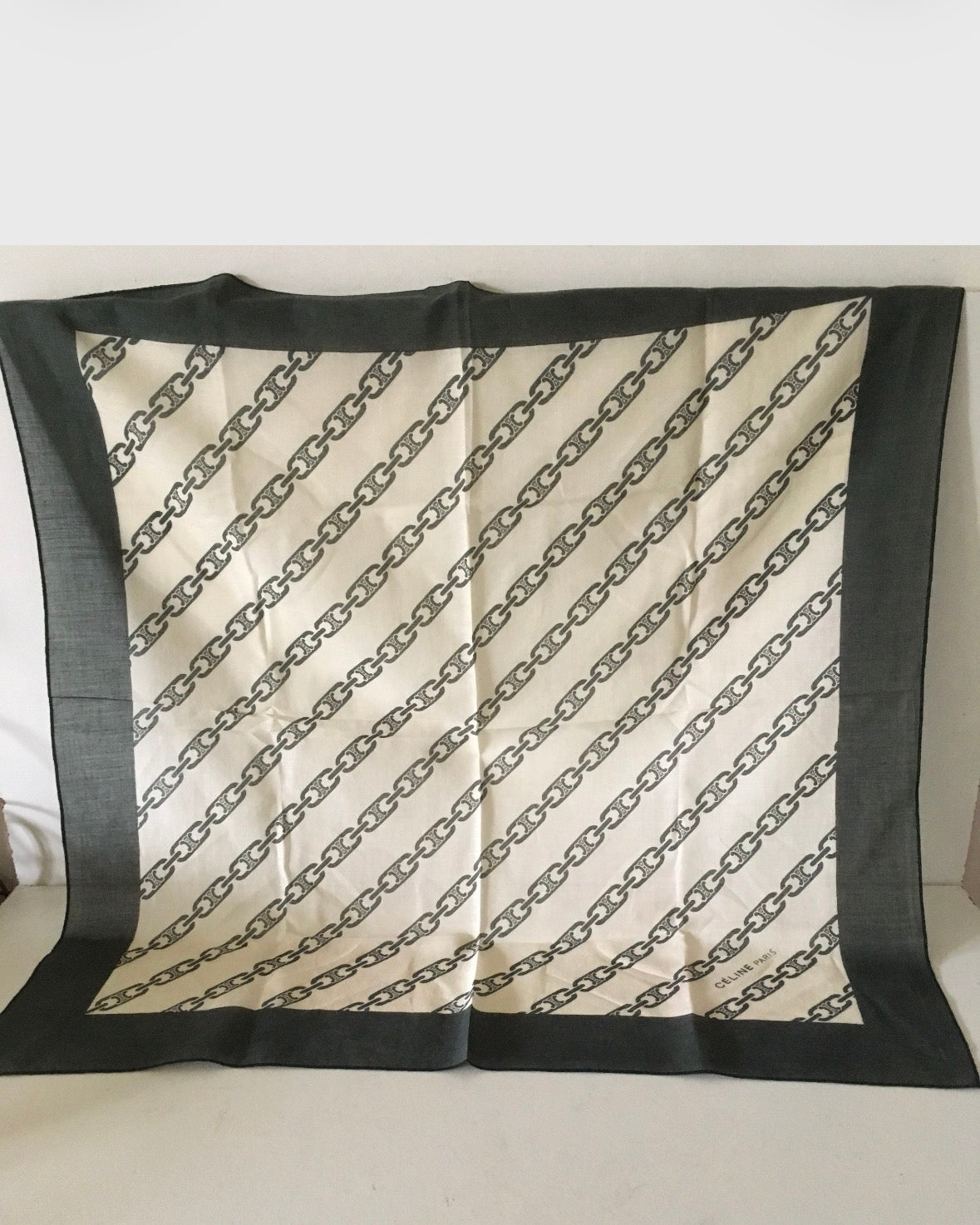 Vintage Celine triomphe pattern green cotton bandana