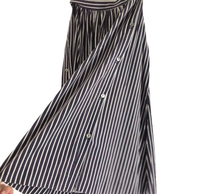 Vintage 90s Laura Ashley GB blue and white striped cotton button down skirt