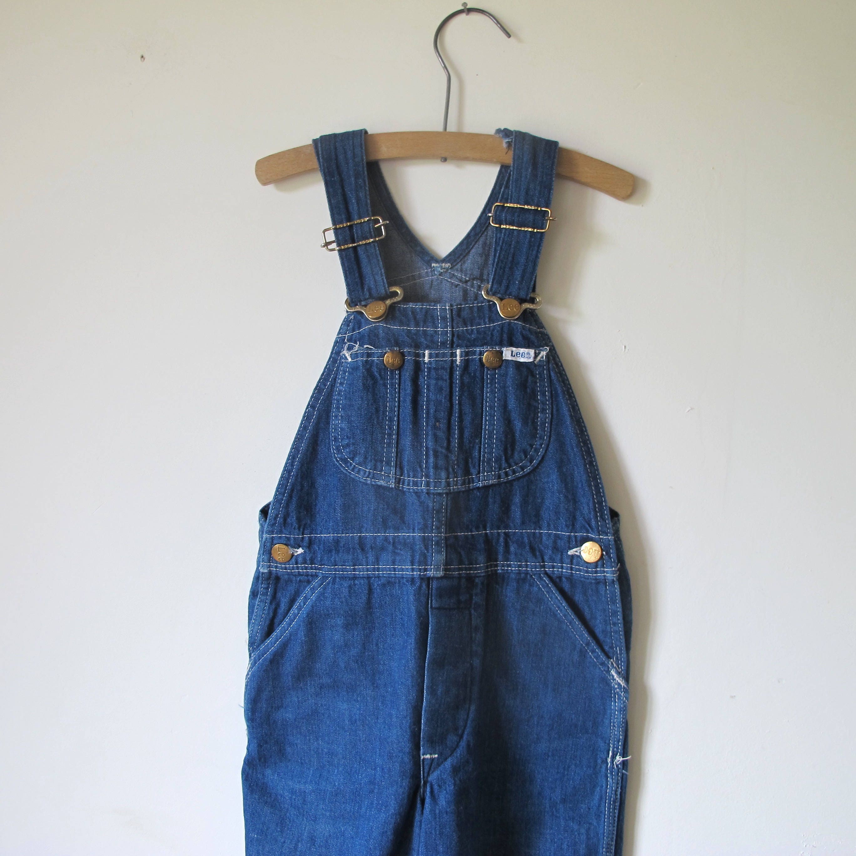 Vintage 70s LEE Kids bib Denim overalls made in usa 6/8 years