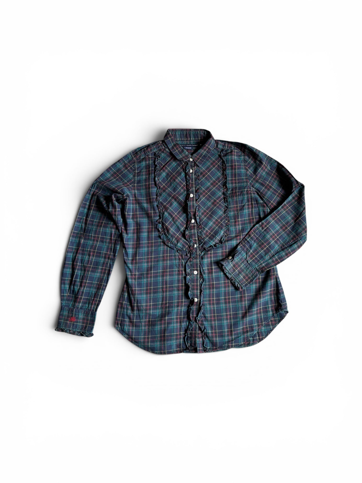 vintage 90's Ralph Lauren women tartan ruffled shirt