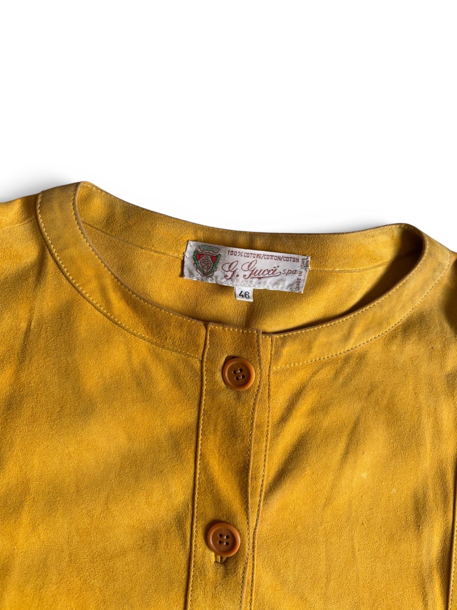 Rare Vintage 70's Gucci Suede & cotton Men blouse shirt L