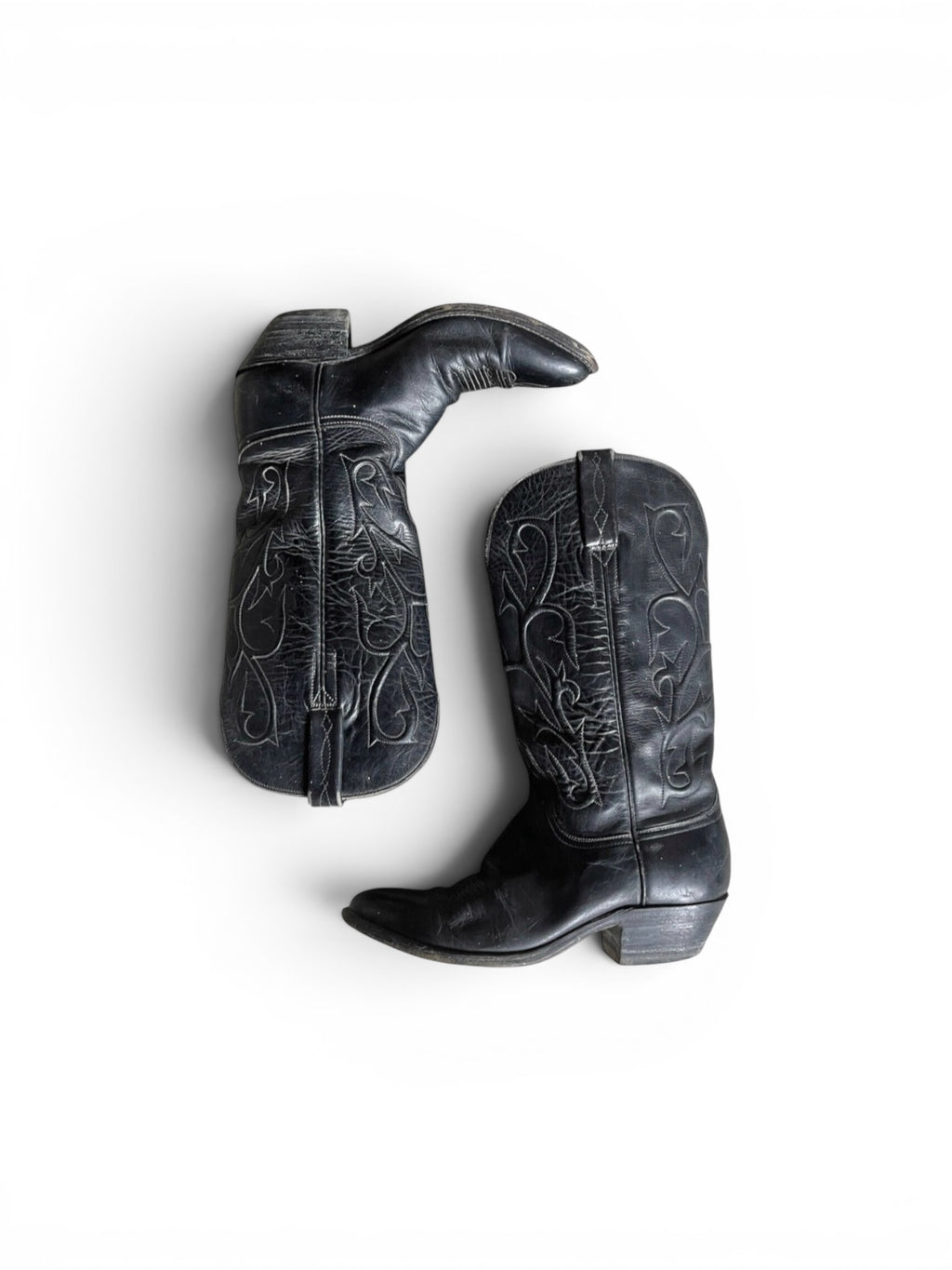 Vintage 80's Lucchese black leather women cowboy boots 6.5
