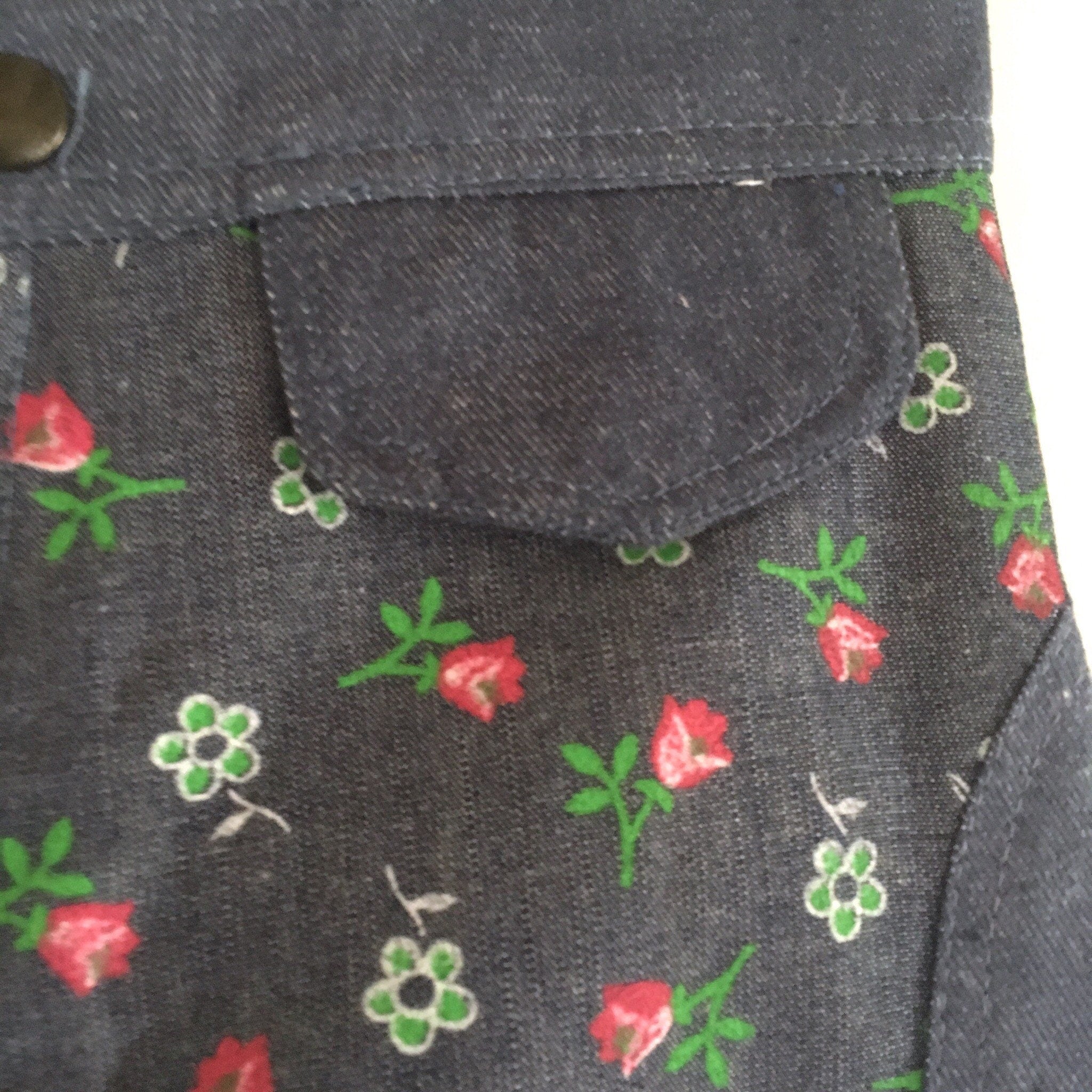 70s Vintage Kids Floral Bell Bottom Jeans • French Deadstock 4 years or 8 years