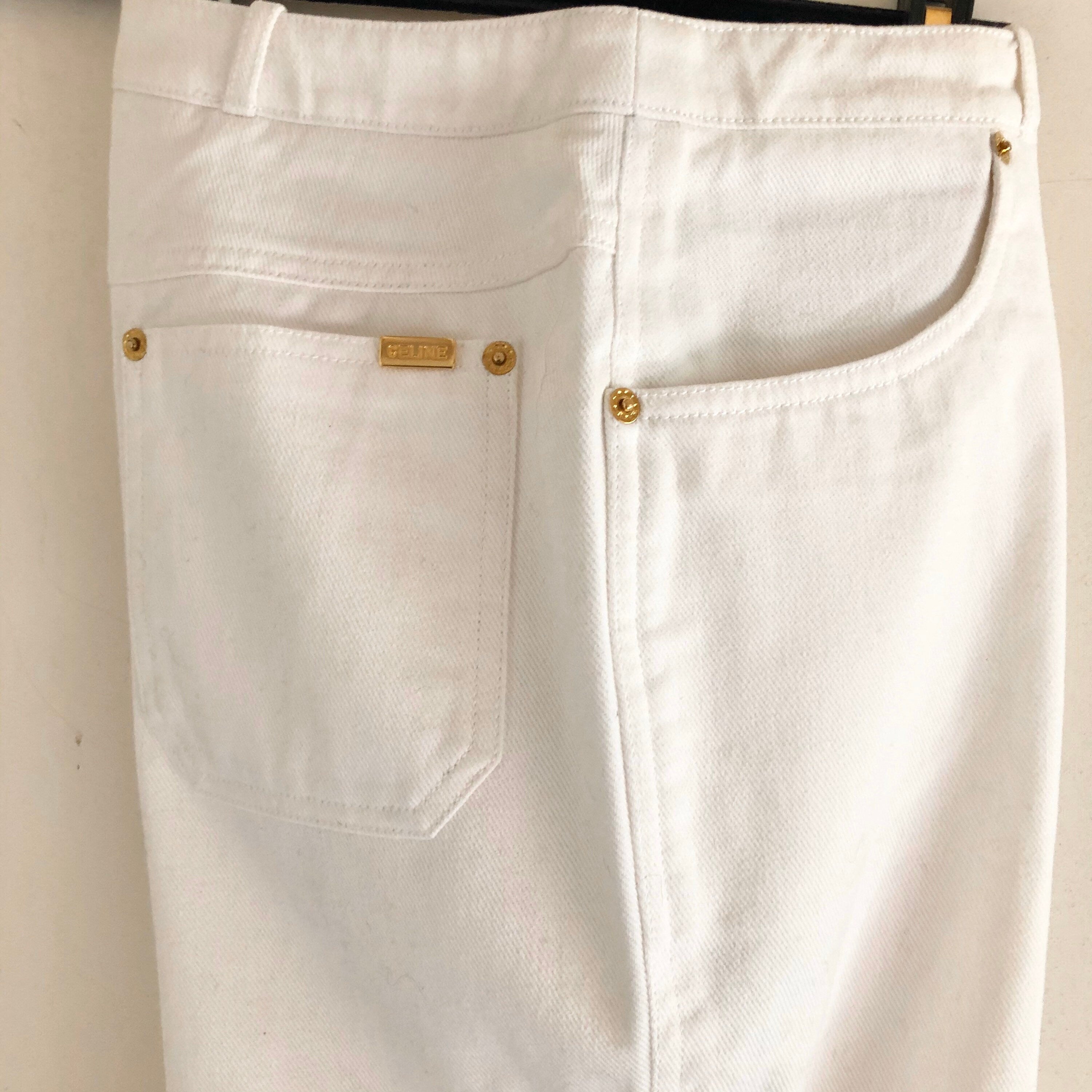 vintage 80's CELINE White Denim cool Jeans