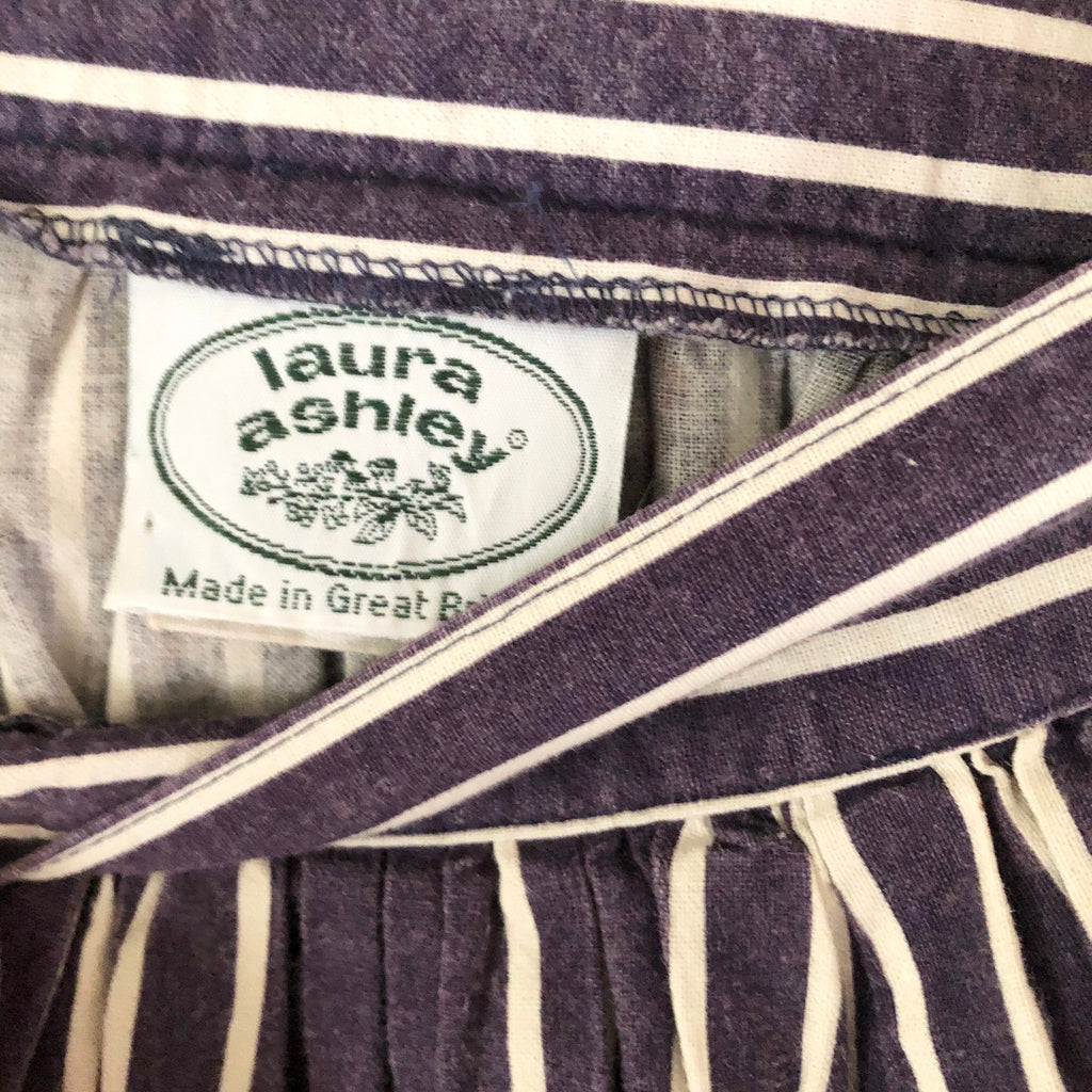 Vintage 90s Laura Ashley GB blue and white striped cotton button down skirt