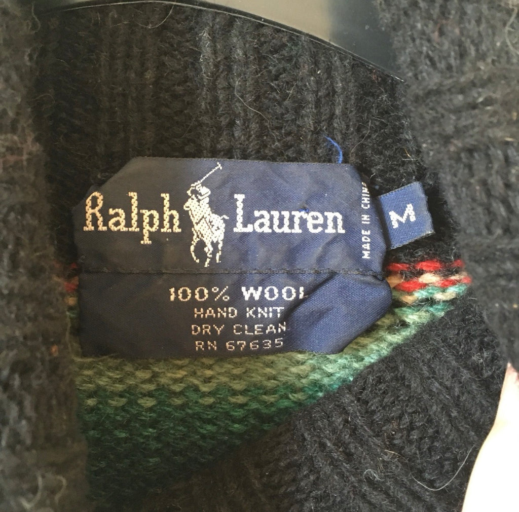 Rare Vintage 80's Ralph Lauren wool Handknit saltillo native American turtleneck sweater M