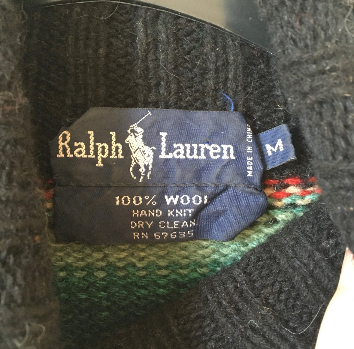 Rare Vintage 80's Ralph Lauren wool Handknit saltillo native American turtleneck sweater M