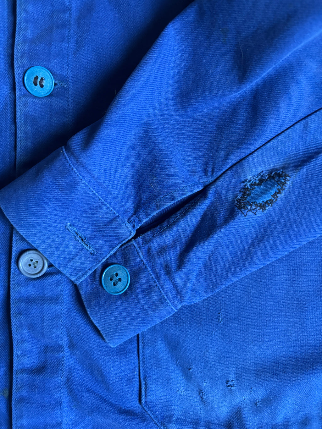 Vintage French Workwear blue jacket with Patch