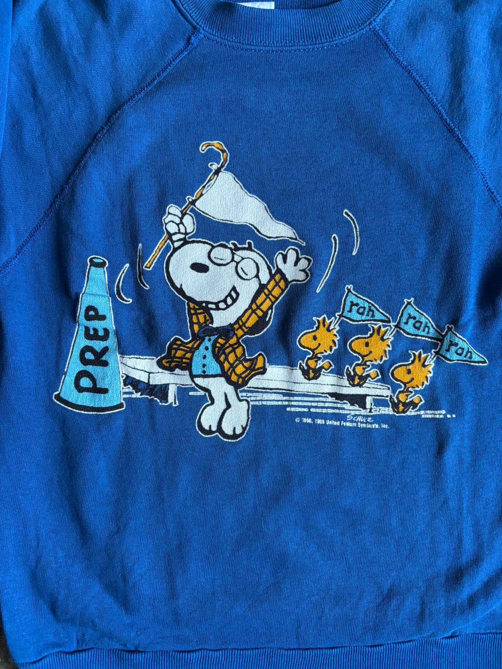 Vintage 70's Peanuts Snoopy & woodstock "prep School" raglan sweatshirt S