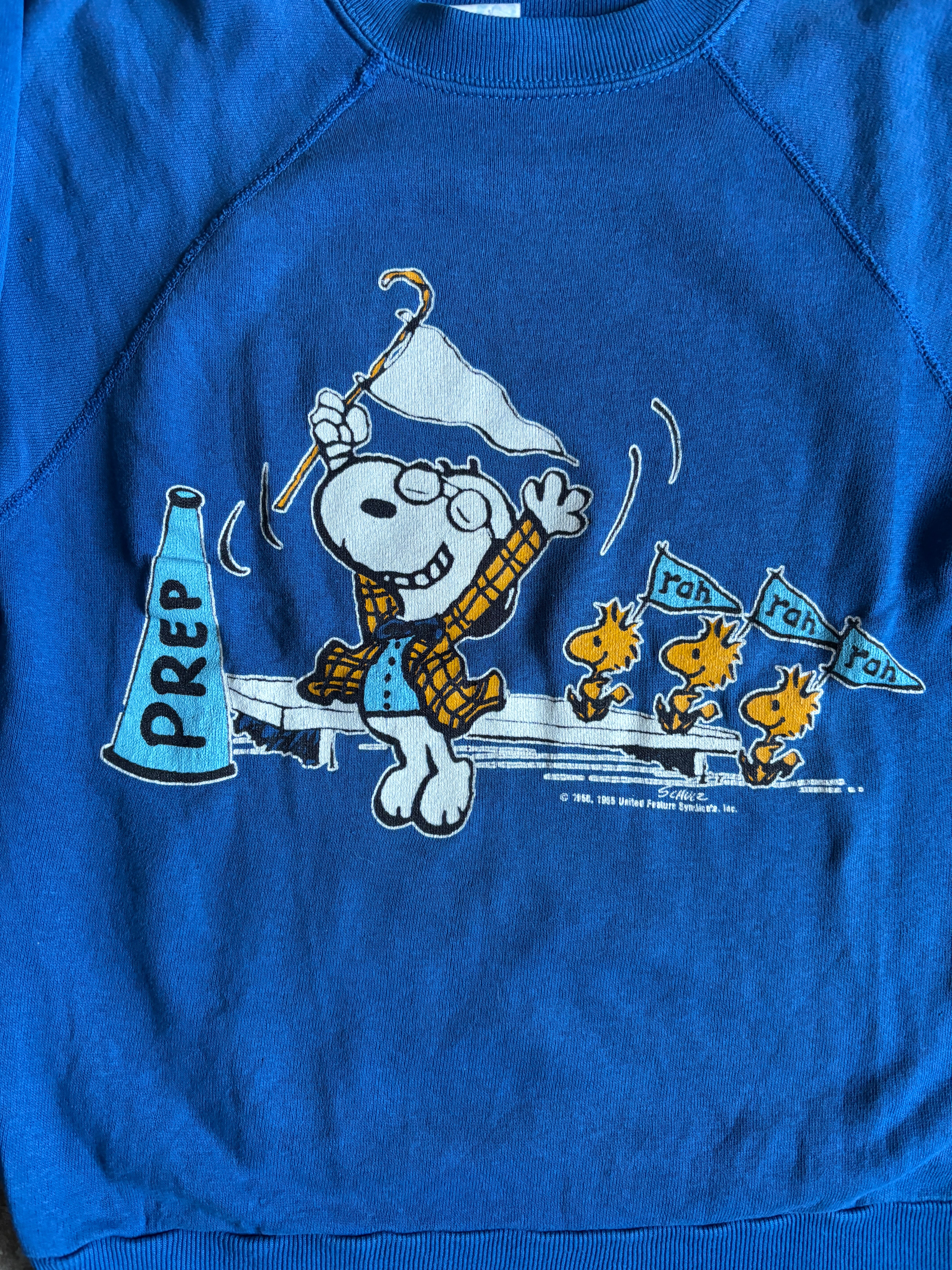 Vintage 70's Peanuts Snoopy & woodstock "prep School" raglan sweatshirt S
