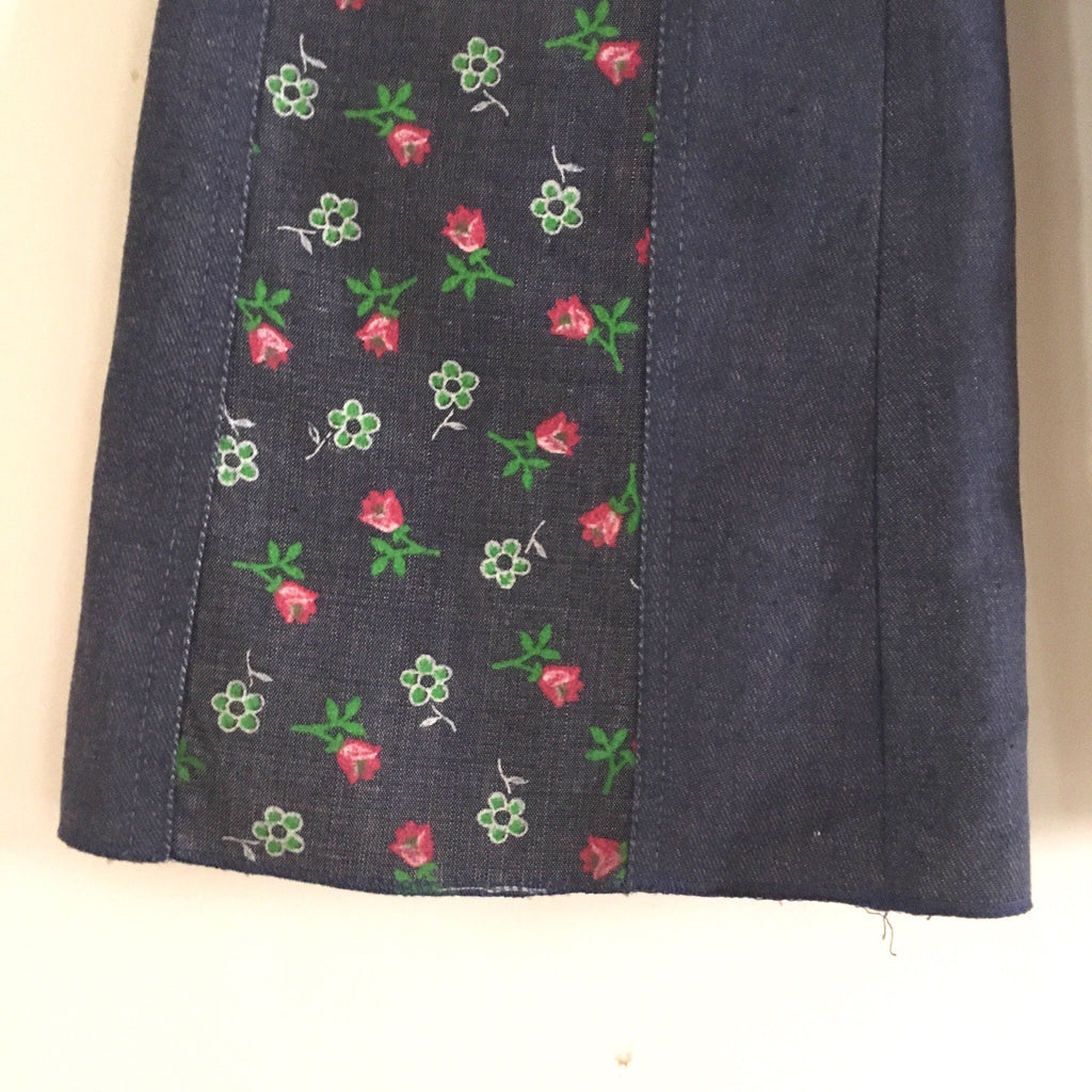 70s Vintage Kids Floral Bell Bottom Jeans • French Deadstock 4 years or 8 years