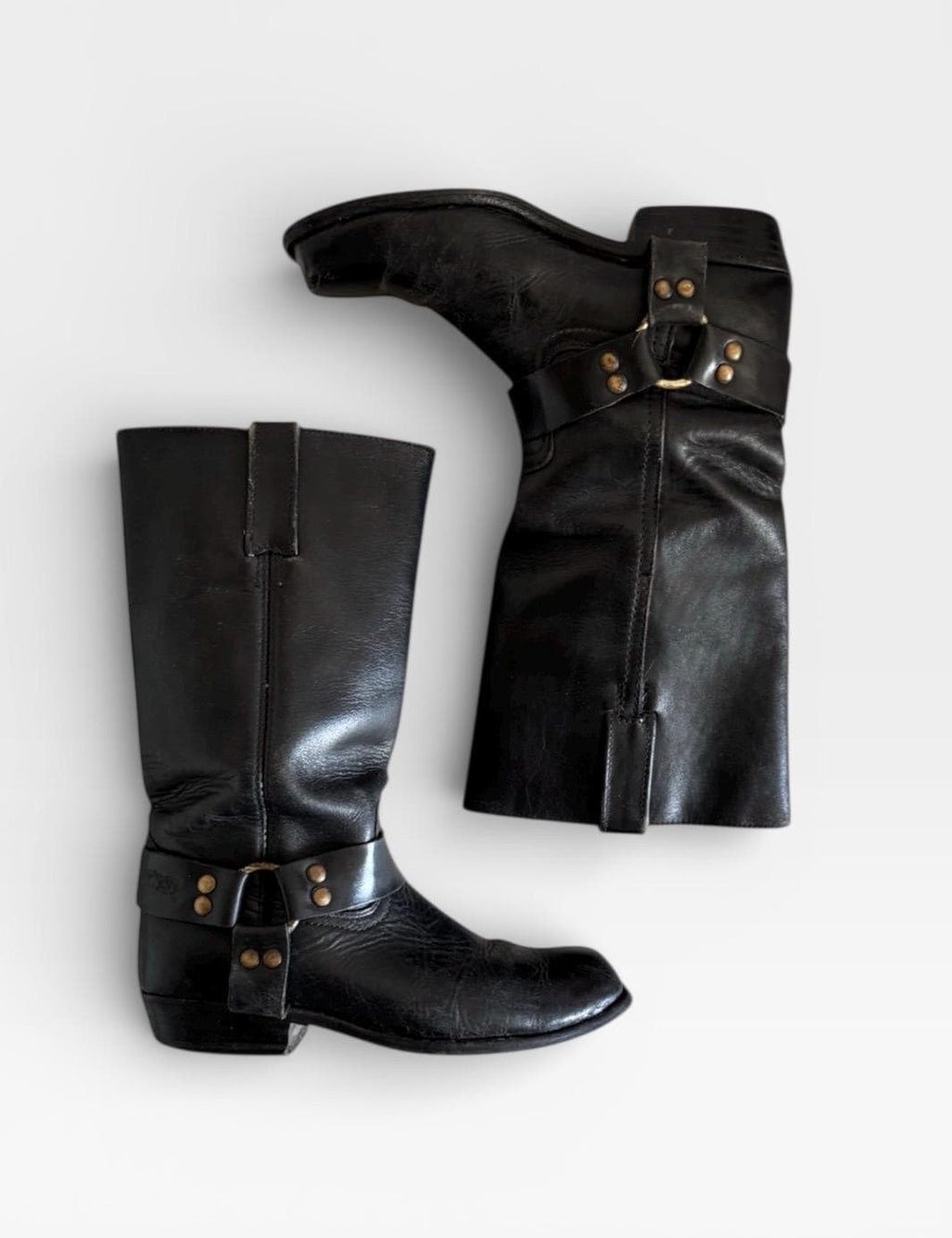 Vintage black Go West Black leather harness boots 36/37