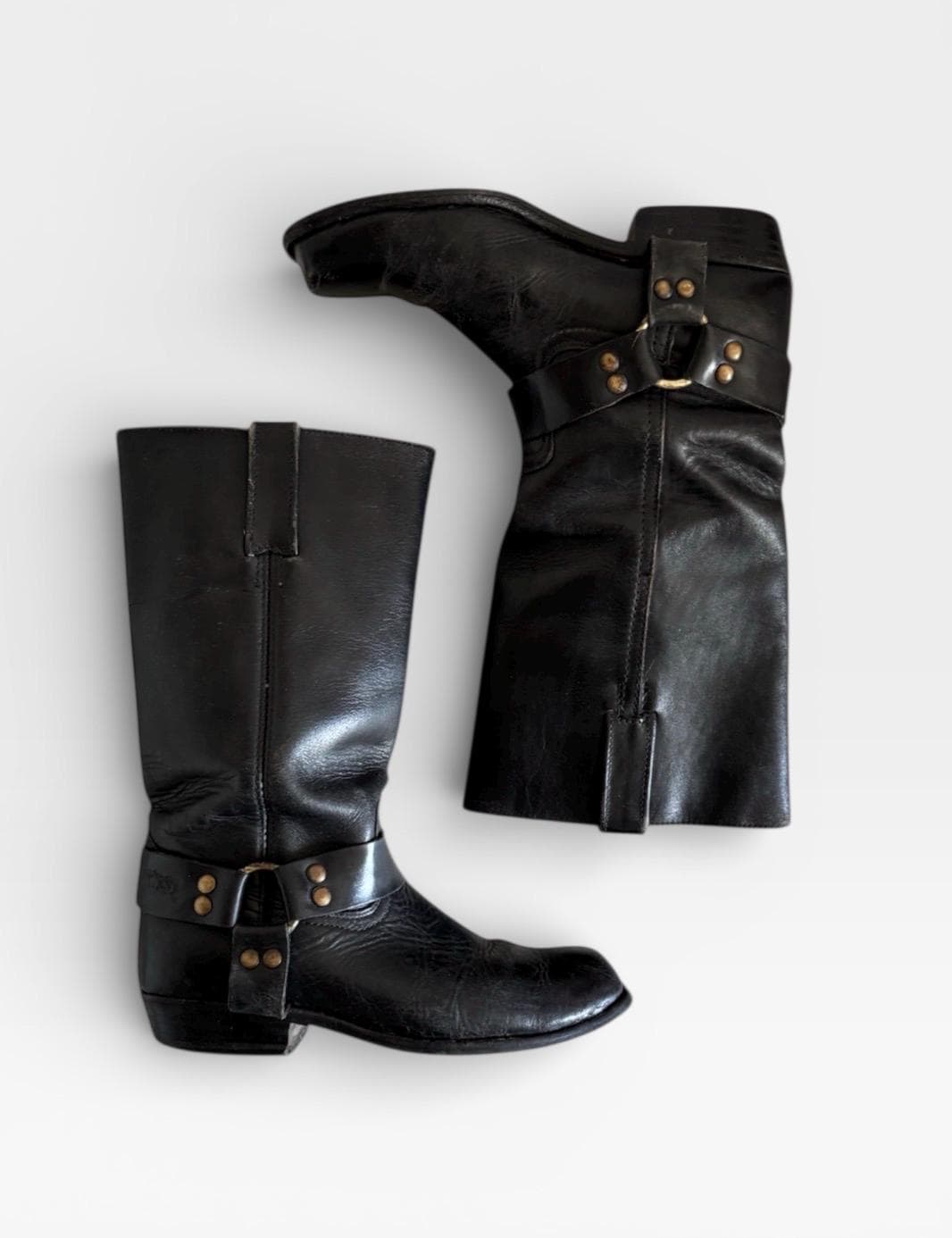 Vintage black Go West Black leather harness boots 36/37