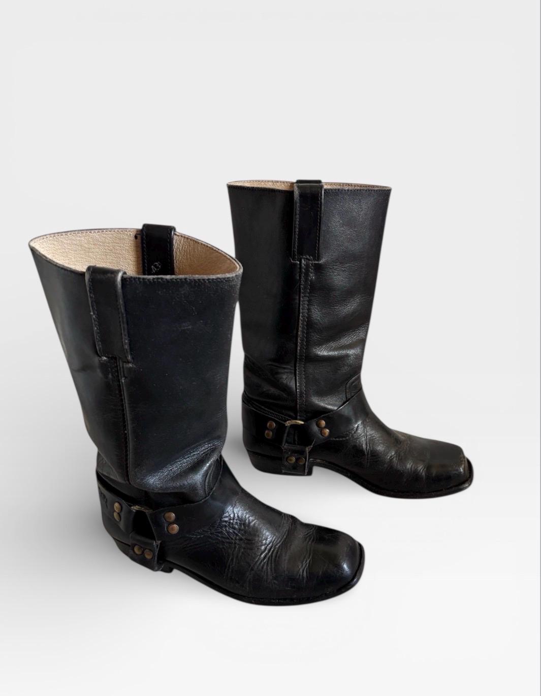 Vintage black Go West Black leather harness boots 36/37