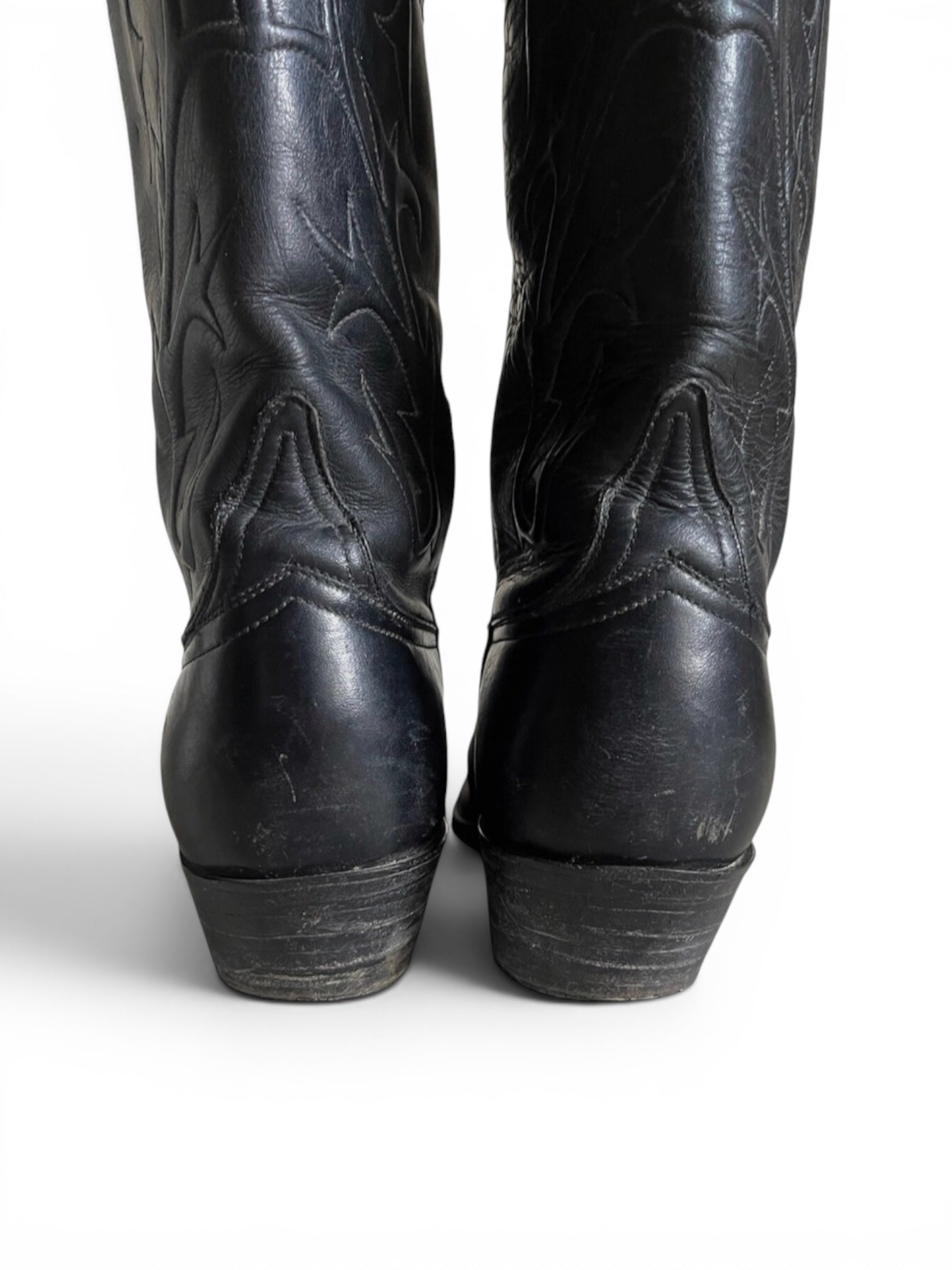 Vintage 80's Lucchese black leather women cowboy boots 6.5