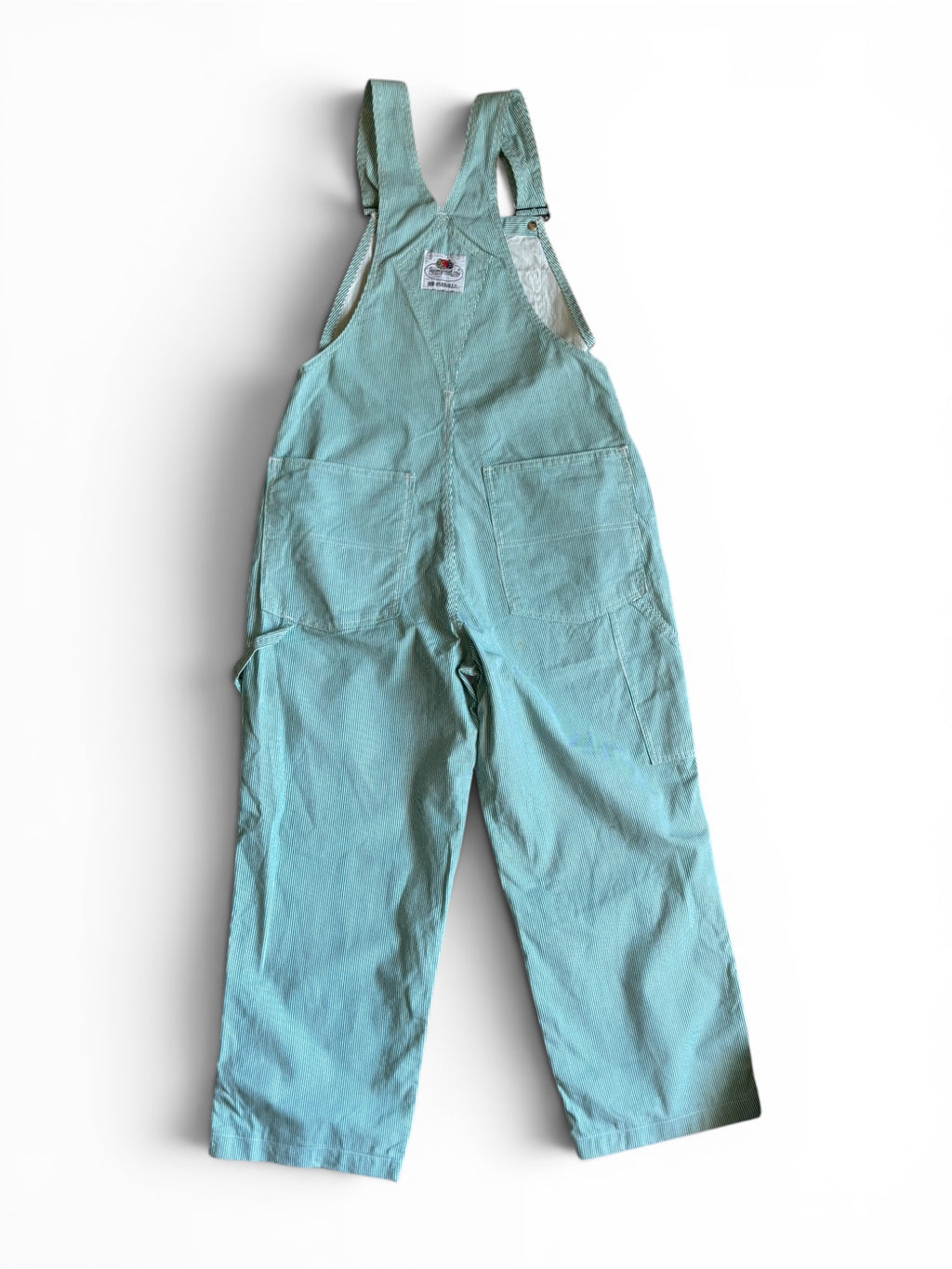 Vintage 80's Fruit Of The Loom usa striped green Bib overalls