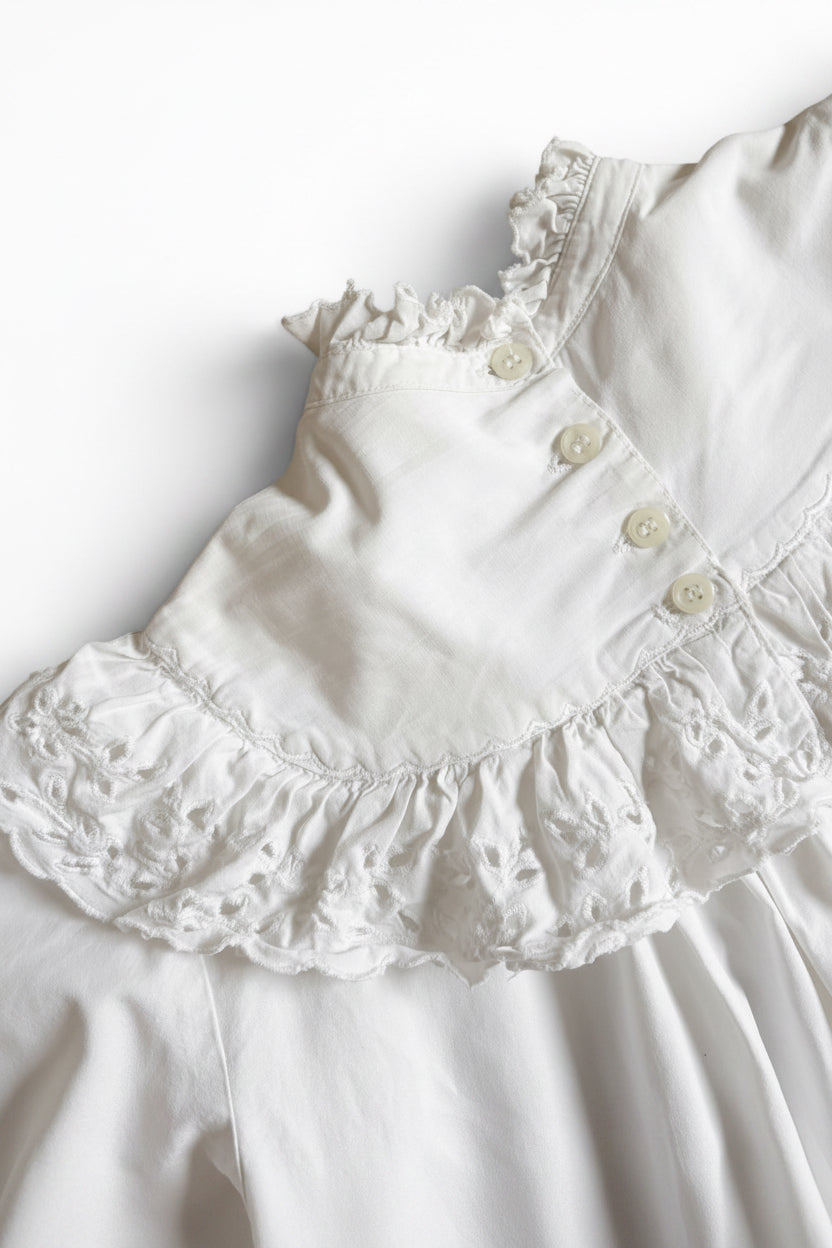 Vintage late 70s Broderie Anglaise René Derhy white ruffles blouse made in India XS/S