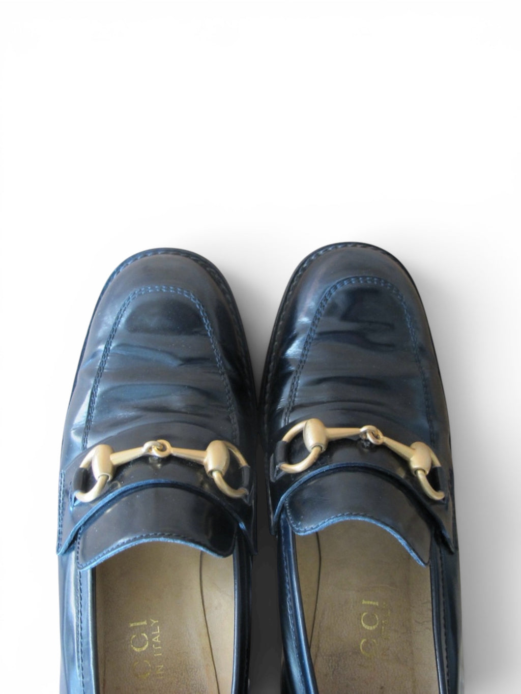 Vintage 90s Gucci horsebit black heels loafers 37