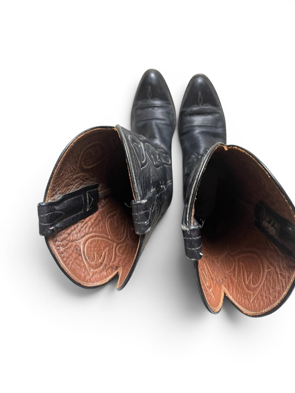 Vintage 80's Lucchese black leather women cowboy boots 6.5