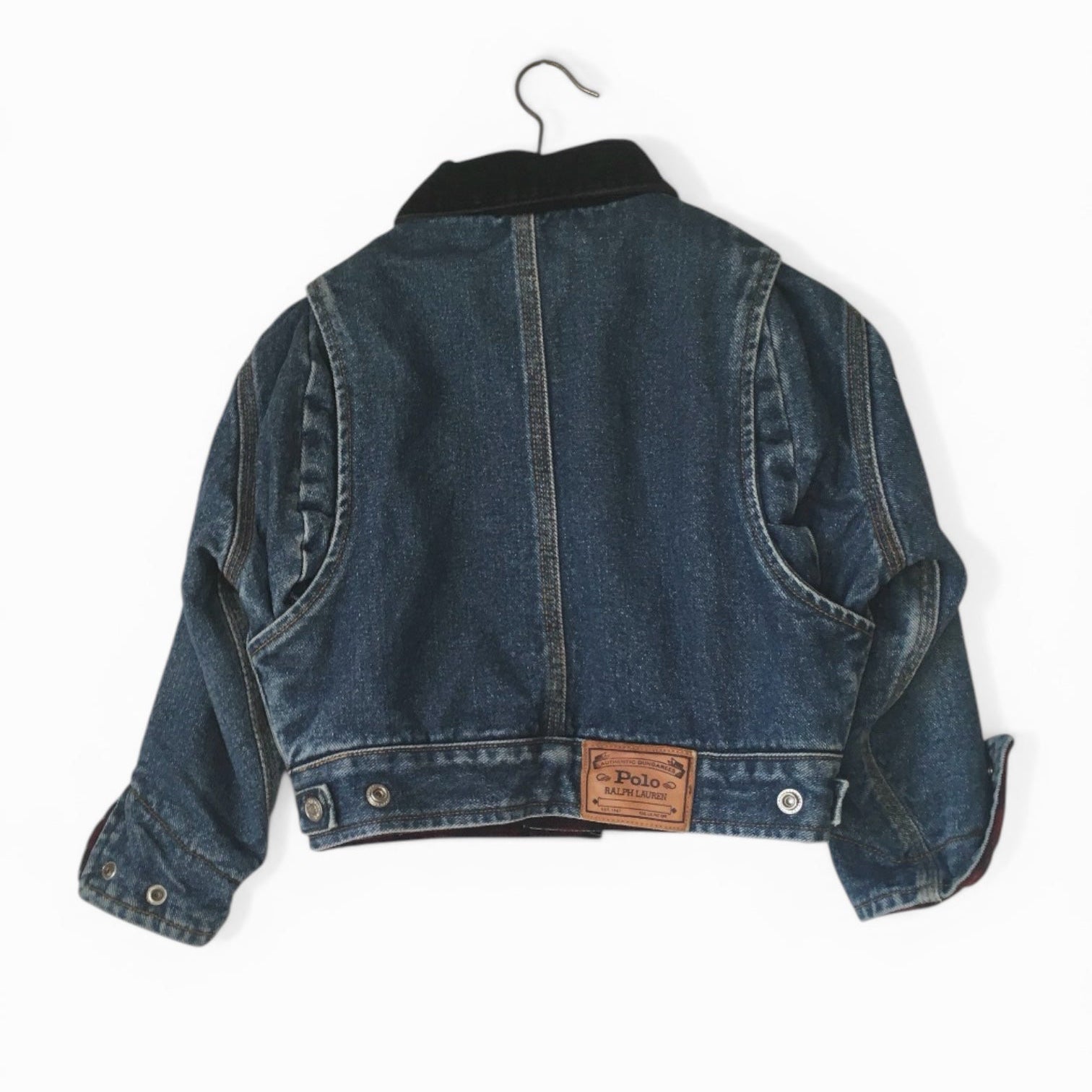 rare vintage 80's Polo Ralph Lauren reversible Denim Trucker Jacket made in usa Kids 4 Years