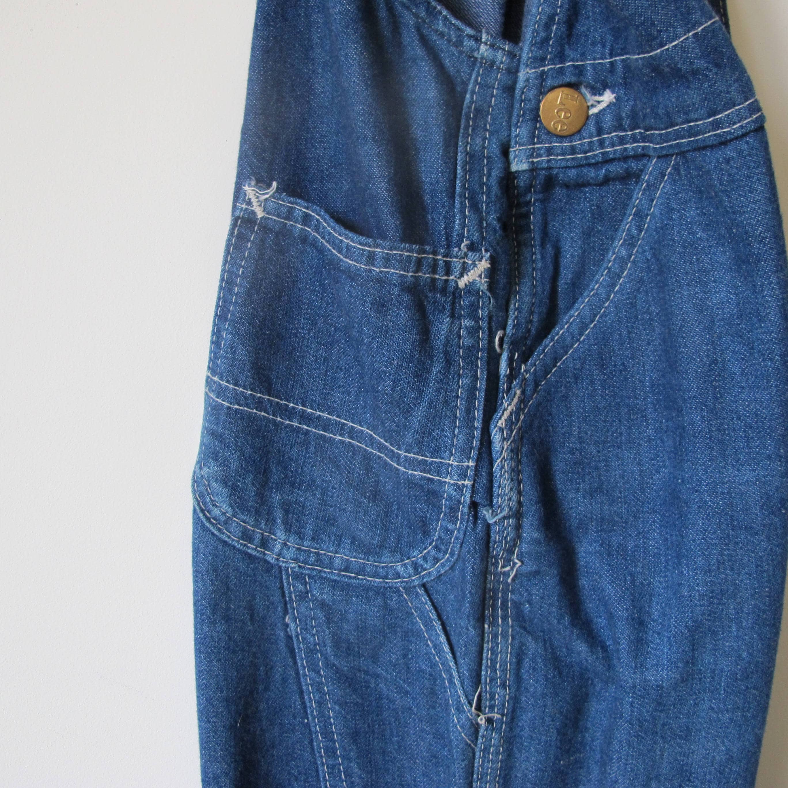 Vintage 70s LEE Kids bib Denim overalls made in usa 6/8 years