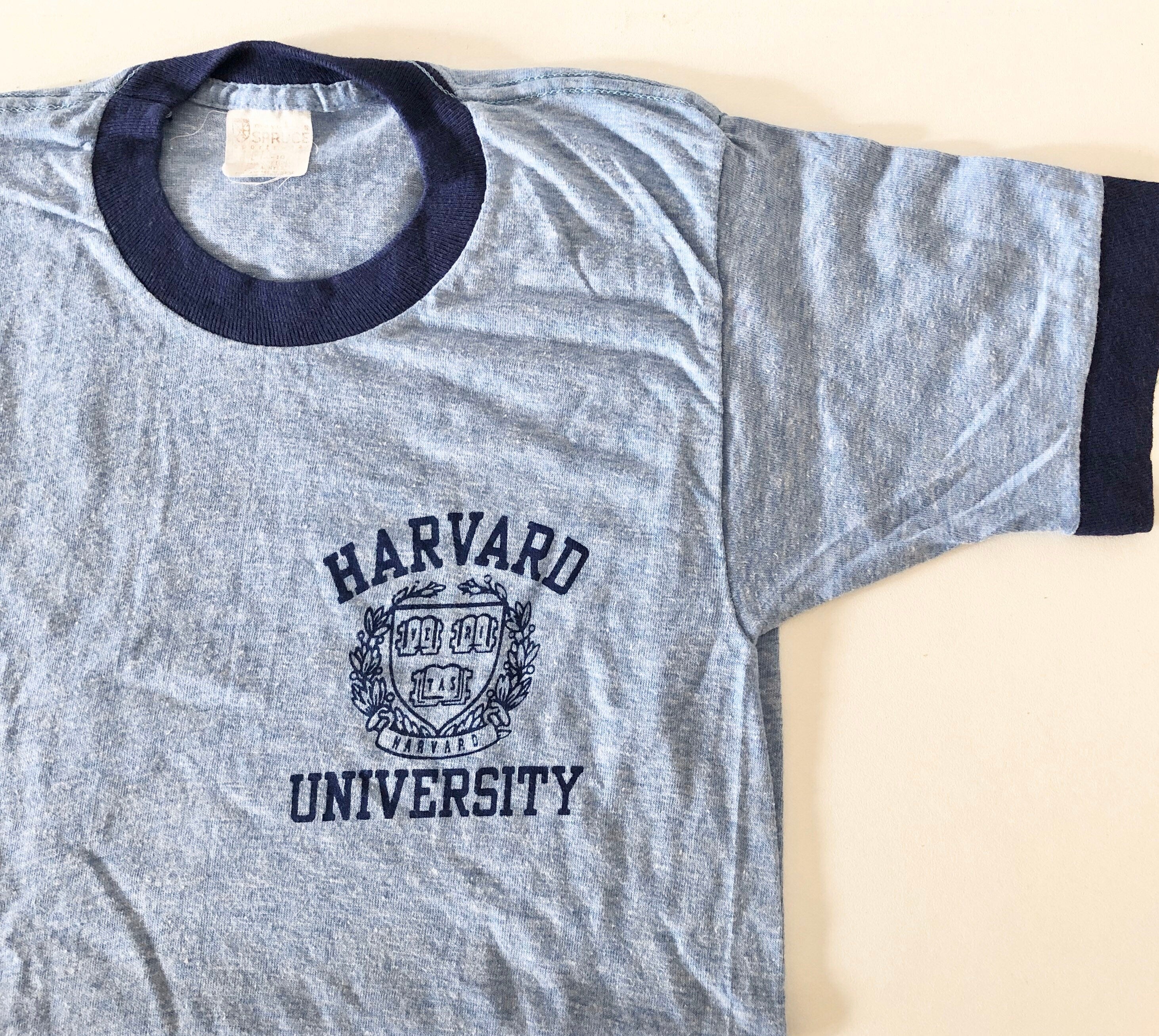 Harvard Vintage 70s Mayo Spruce very rare ringer t-shirt made in usa • XS / youth L