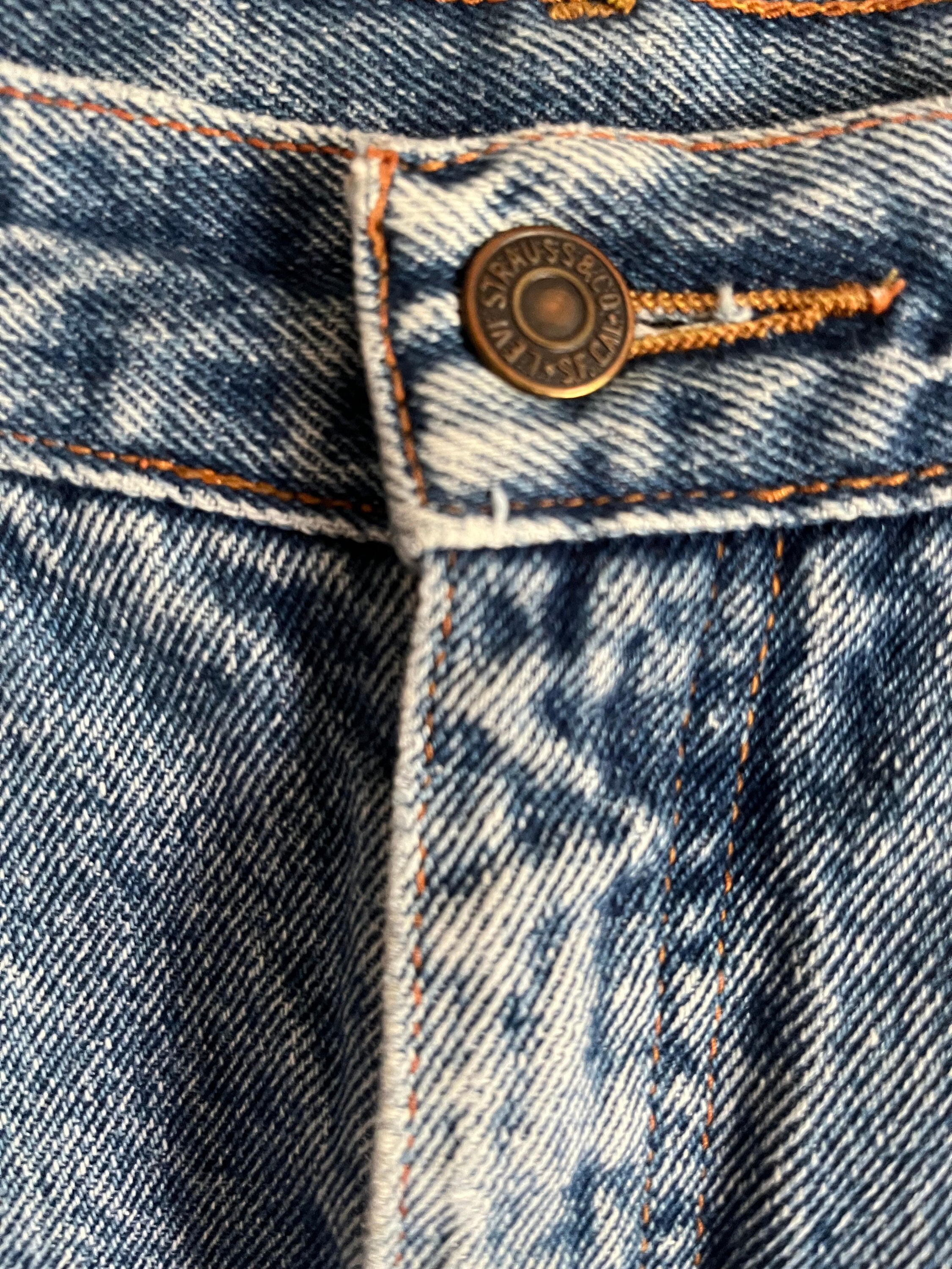 Vintage 80s Levi's Denim mini jupe orange Tab