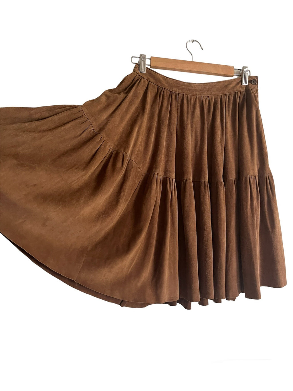 Vintage 80's 90's Ralph Lauren Tan brown Suede leather skirt 10 US