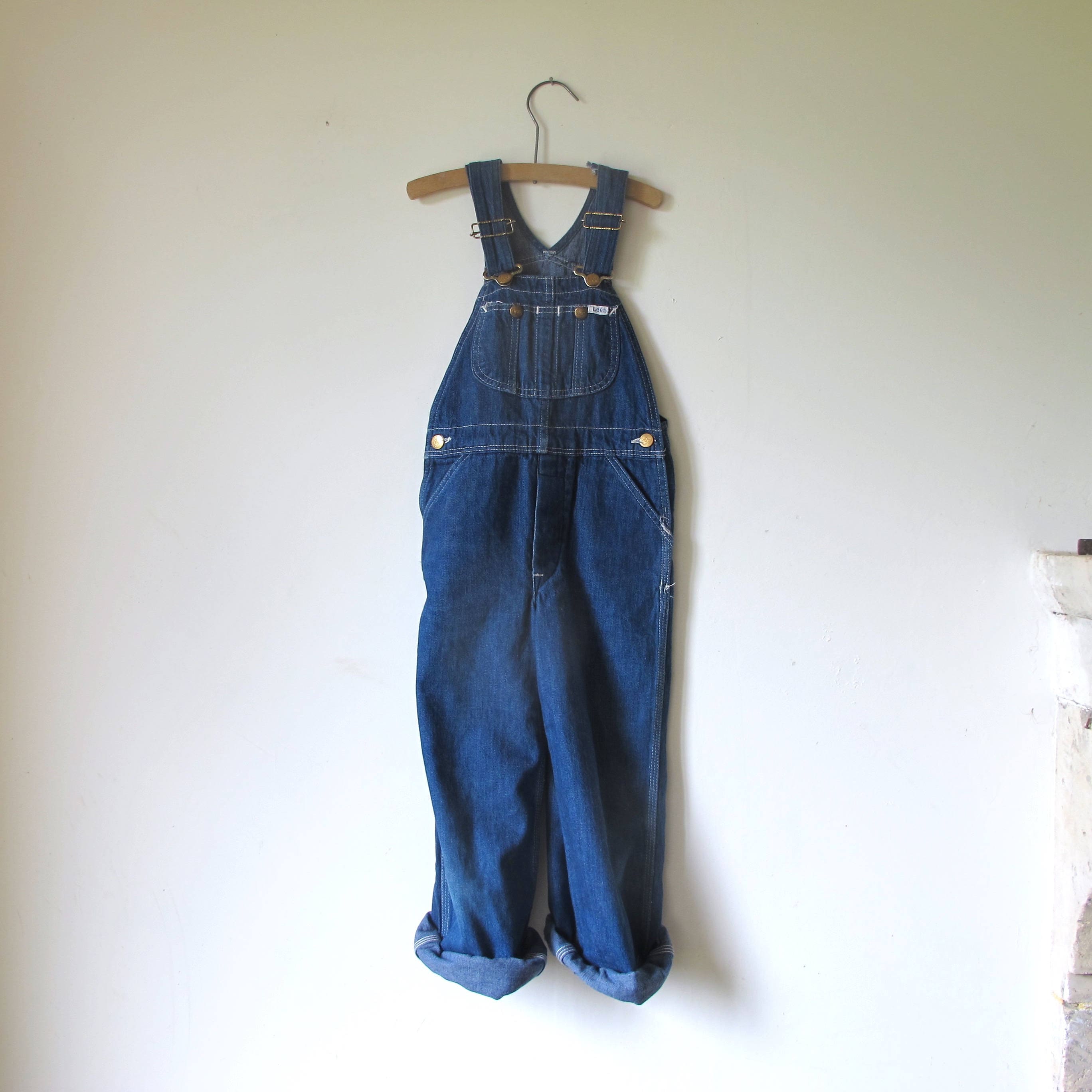Vintage 70s LEE Kids bib Denim overalls made in usa 6/8 years