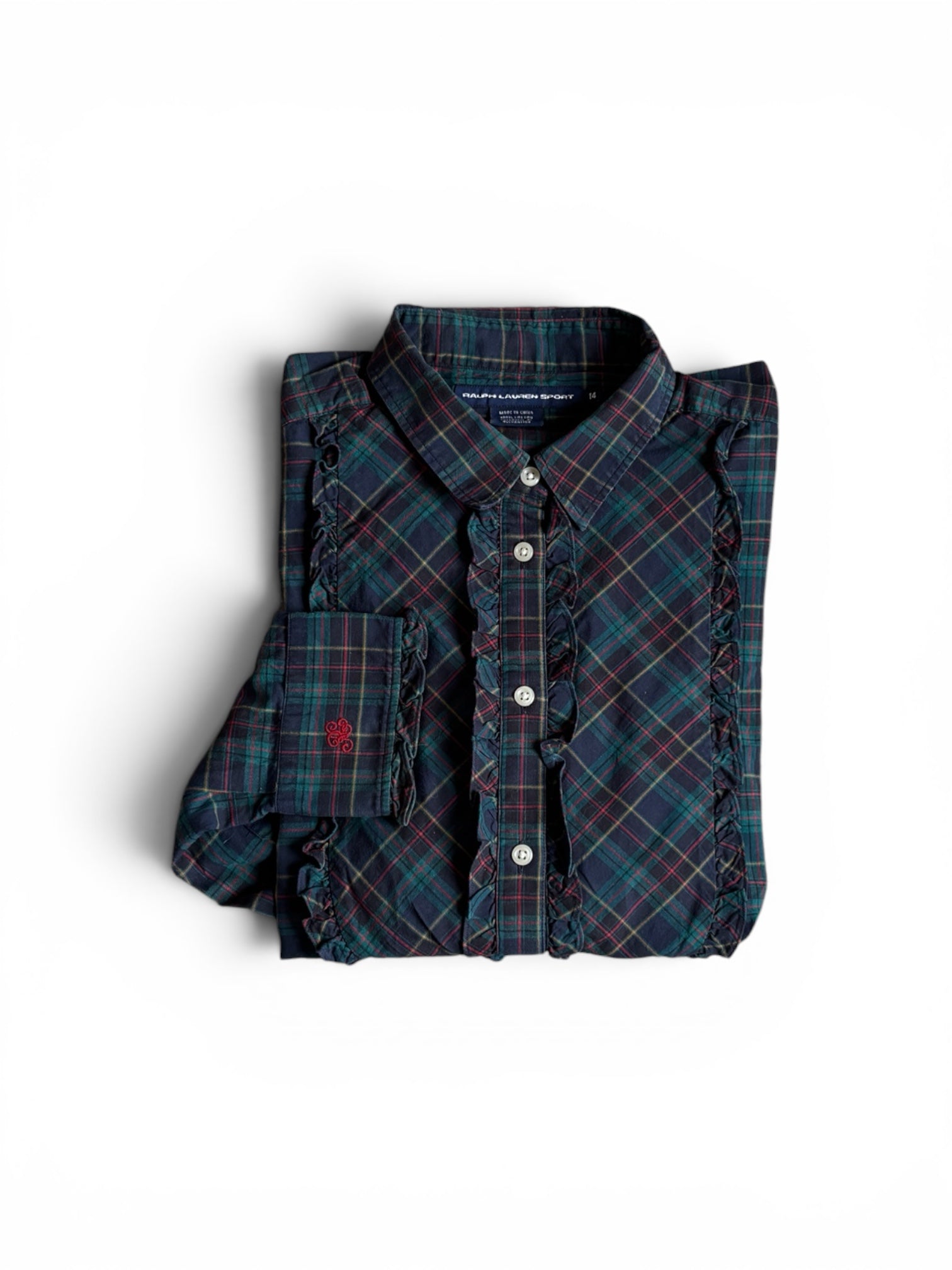 vintage 90's Ralph Lauren women tartan ruffled shirt