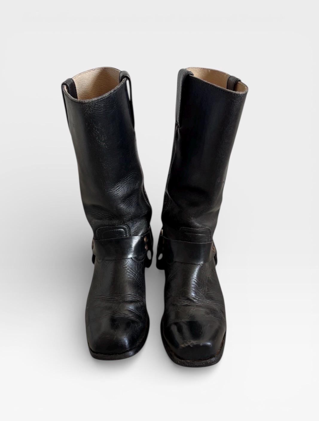 Vintage black Go West Black leather harness boots 36/37