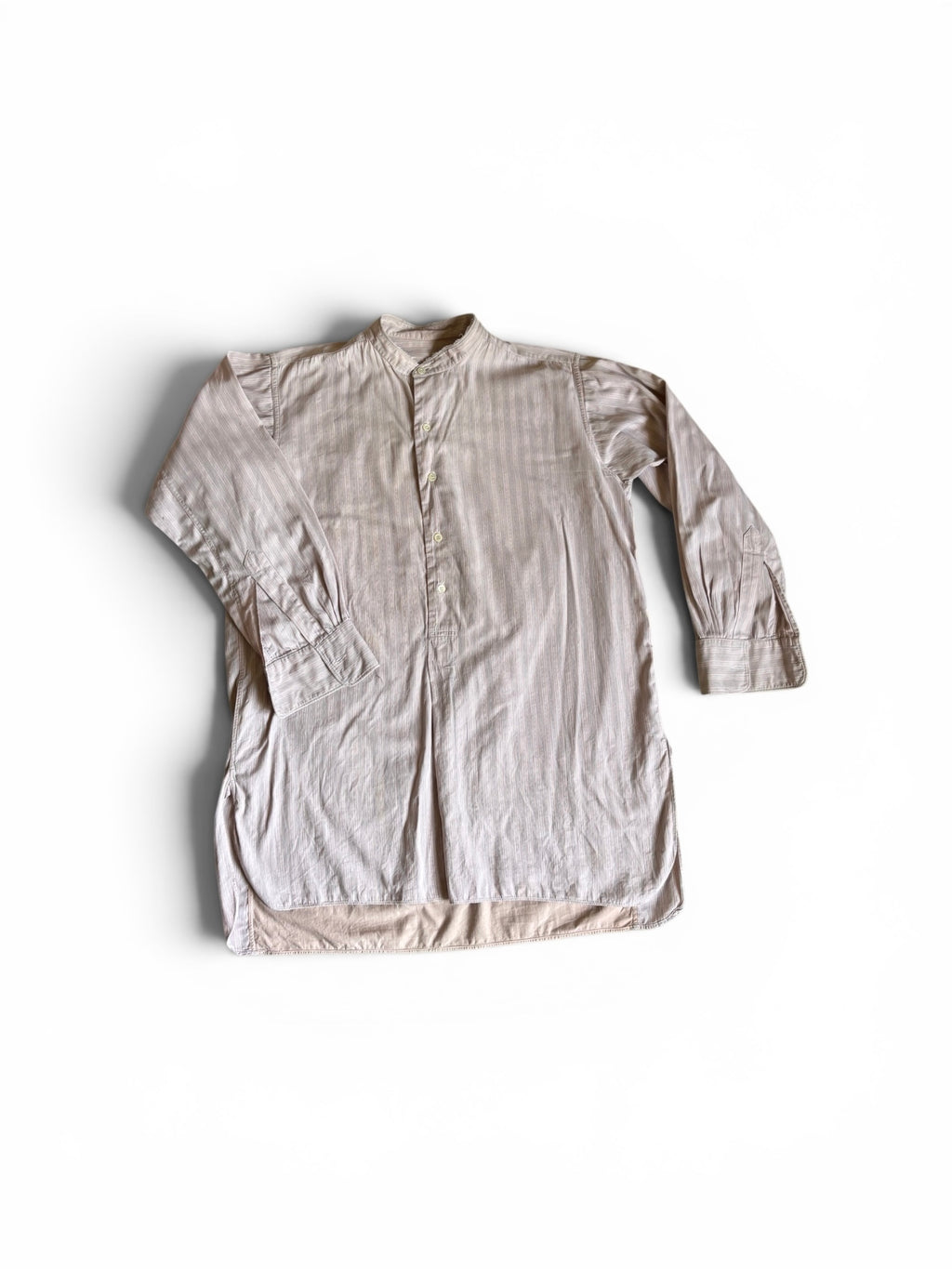 Vintage French Farmer workwear long tail striped dress shirt L/XL